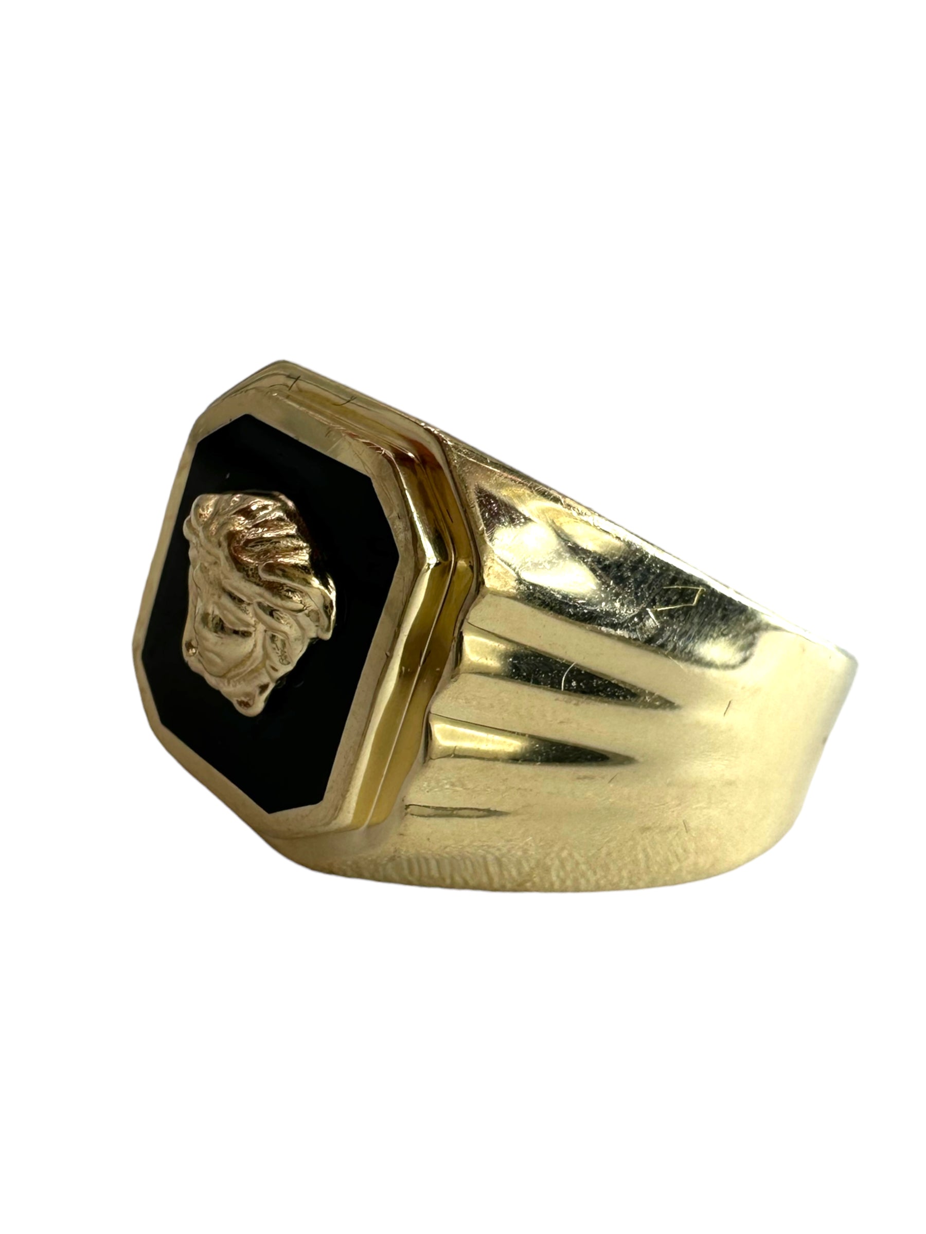 14k Onyx Medusa Head Ring