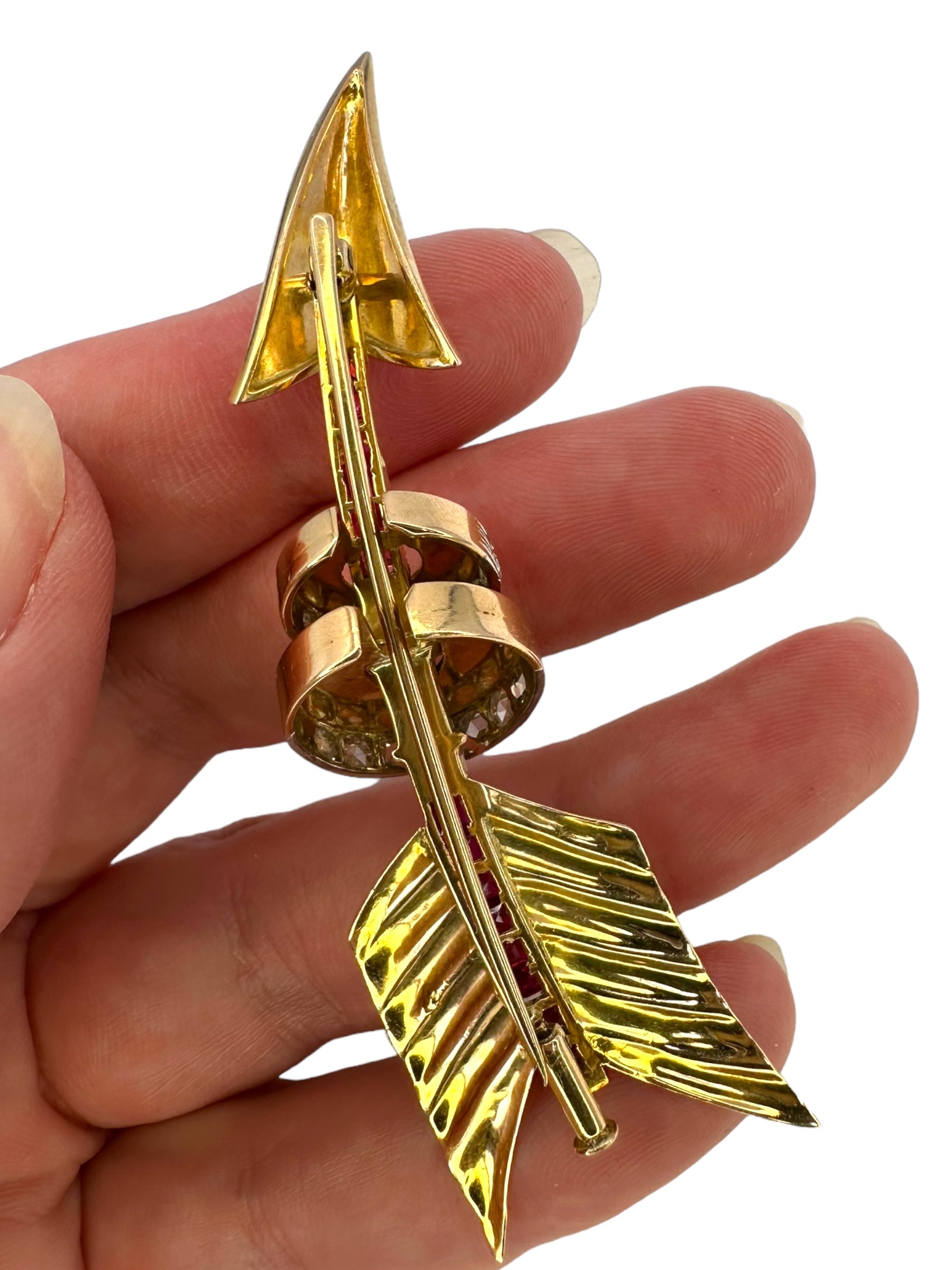 18k Ruby Diamond Arrow Brooch