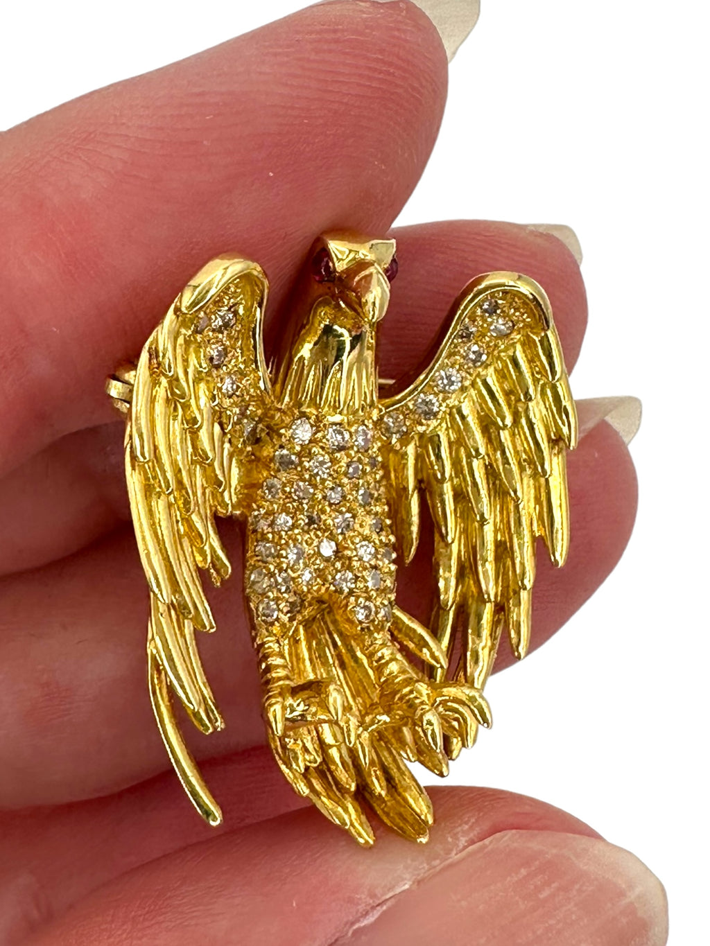 18k Diamond Eagle Brooch/ Pendant