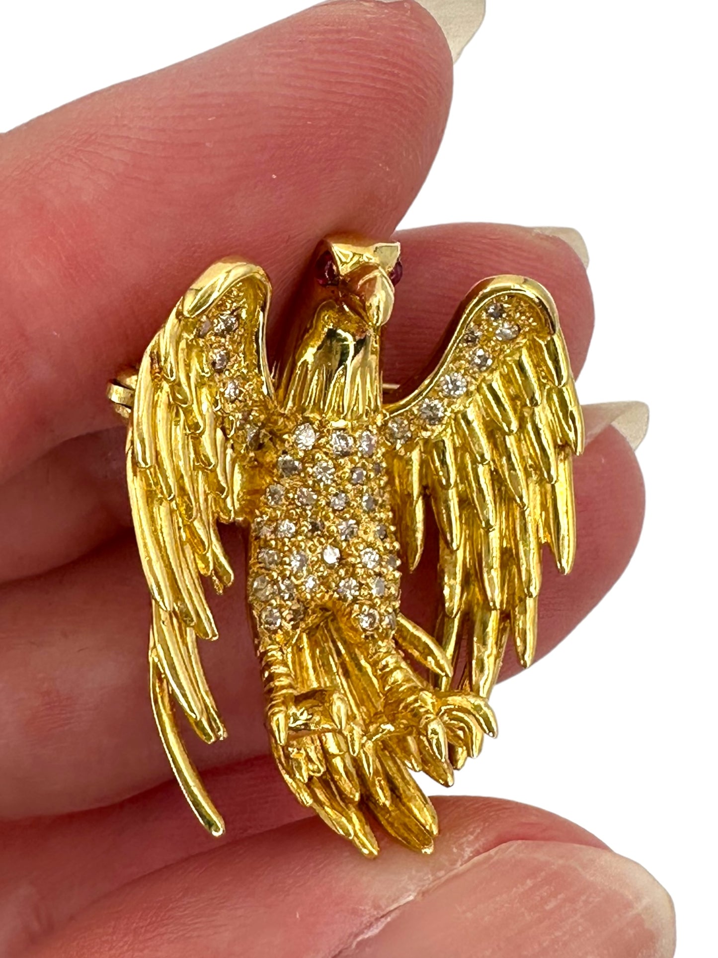 18k Diamond Eagle Brooch/ Pendant