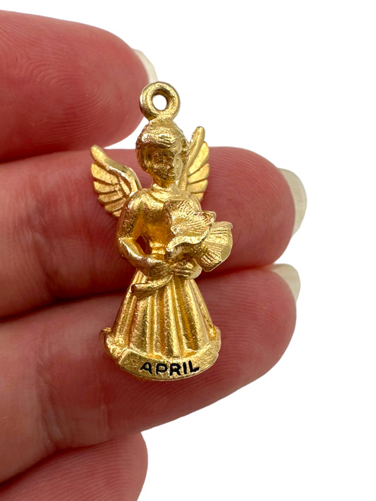 14k Angel April Charm