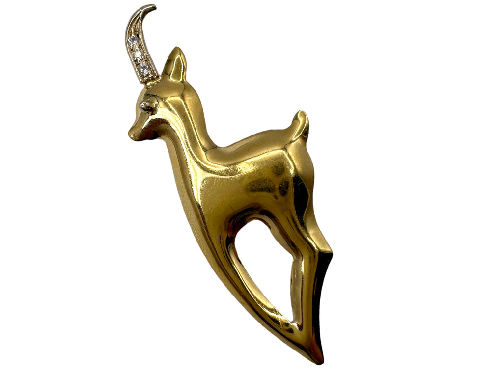 14k Reindeer Diamond Pin