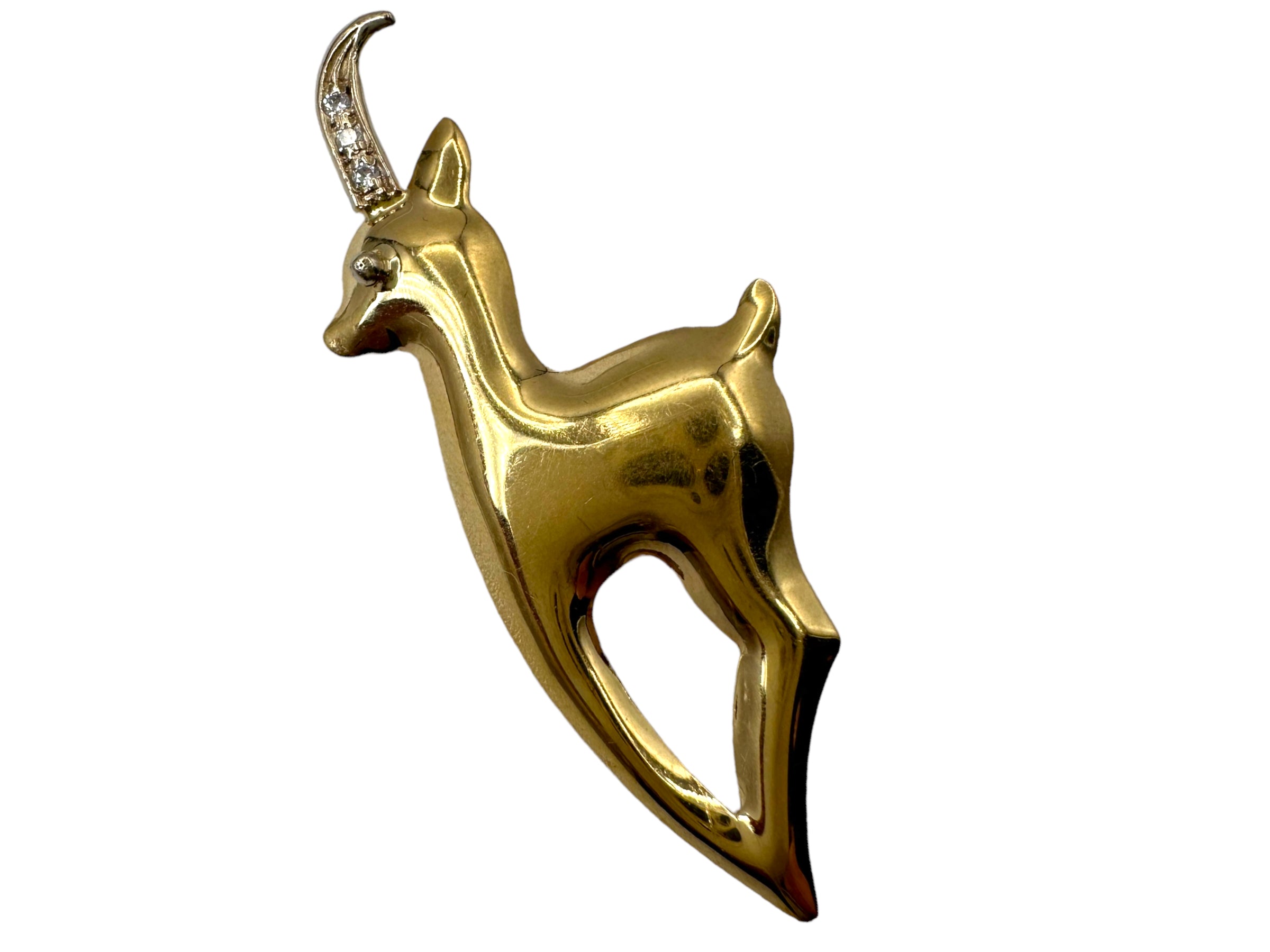 14k Reindeer Diamond Pin