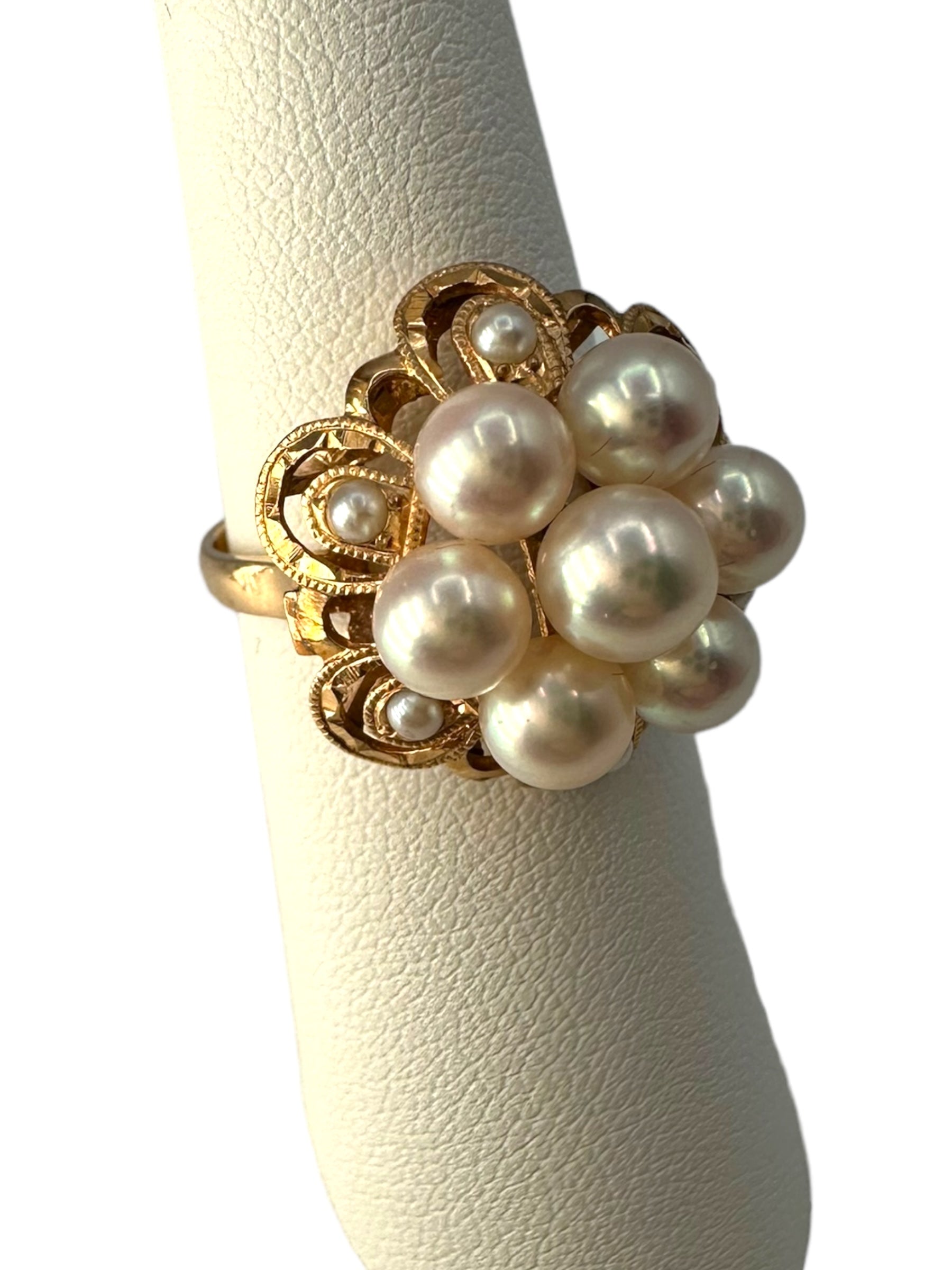 14k Pearl Cluster Ring
