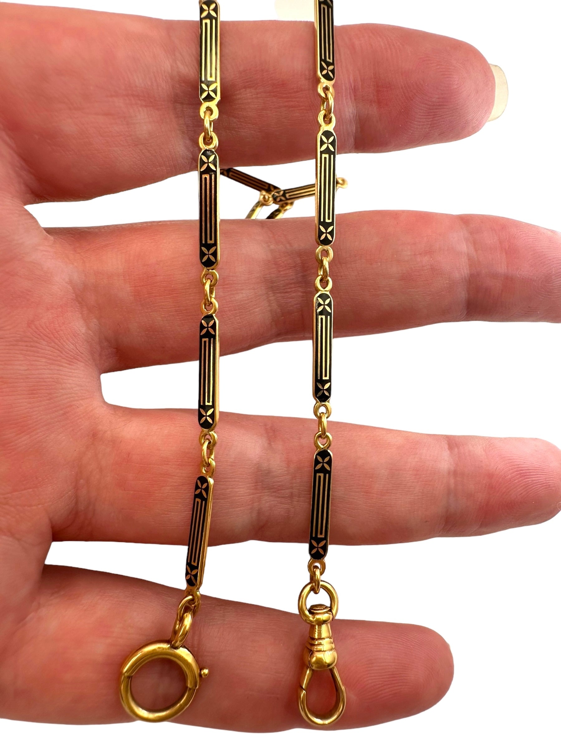 18k Black Enamel Watch Chain