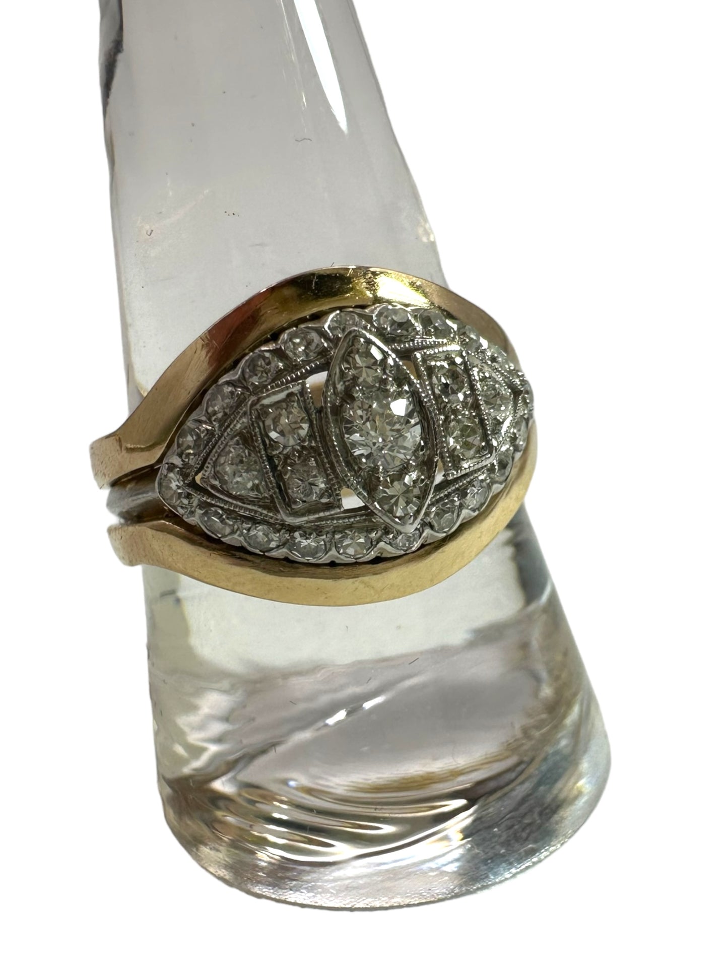14k Platinum Old Euro Diamond Ring