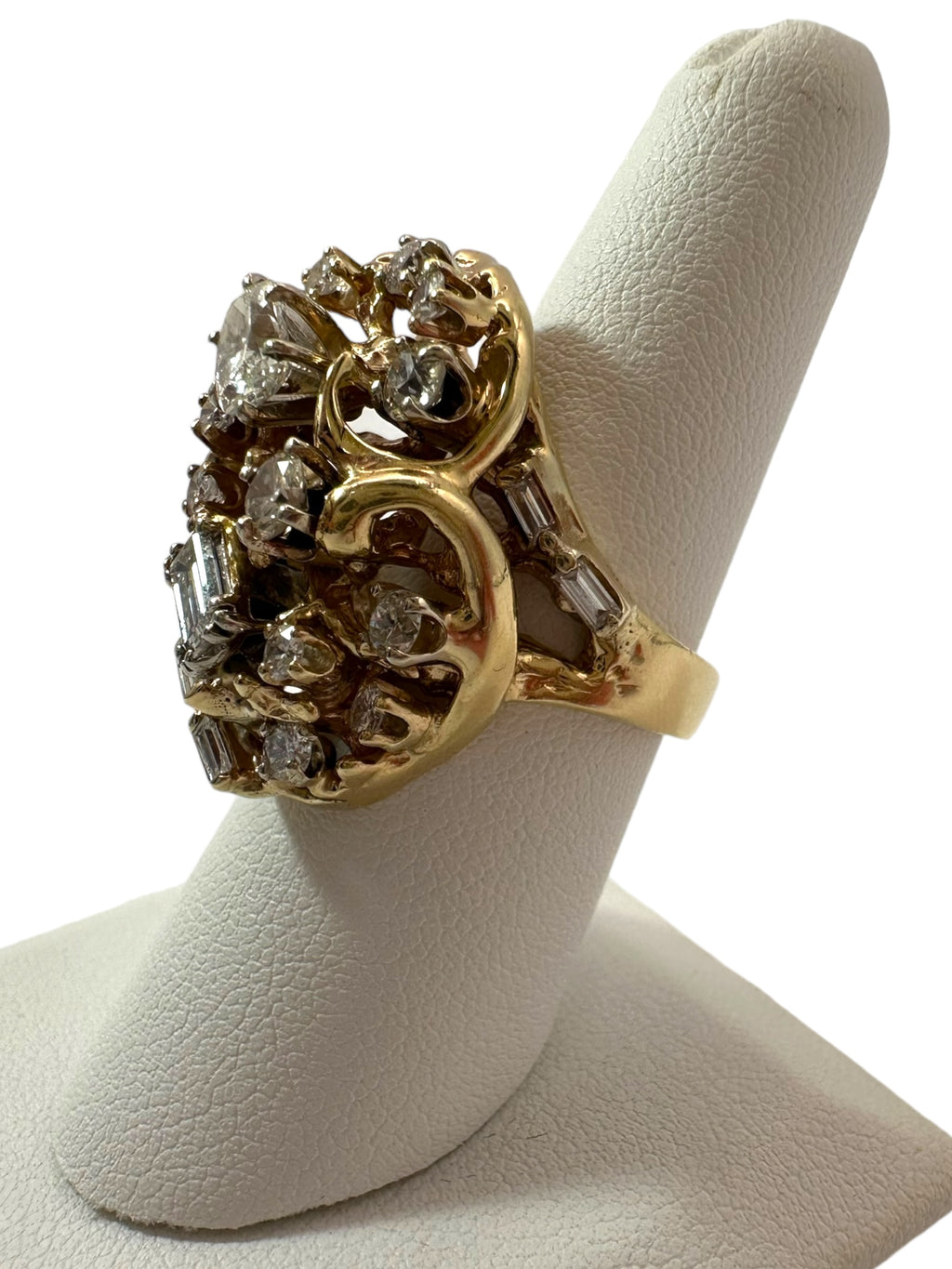 14k Brutalist Diamond Cluster Ring