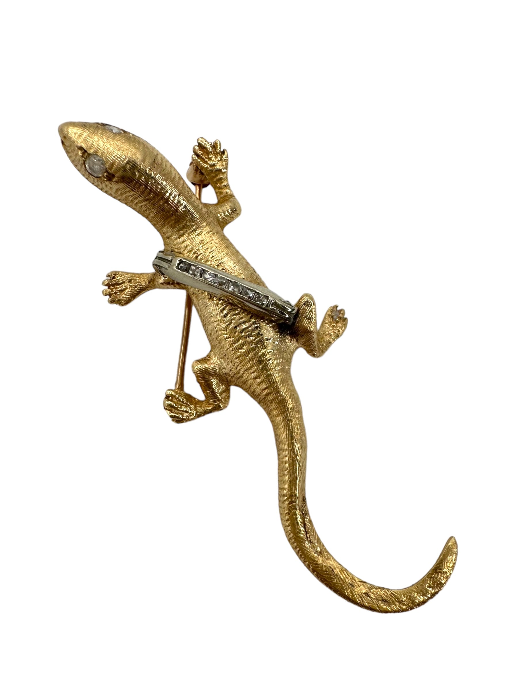 14k Diamond Lizard Brooch