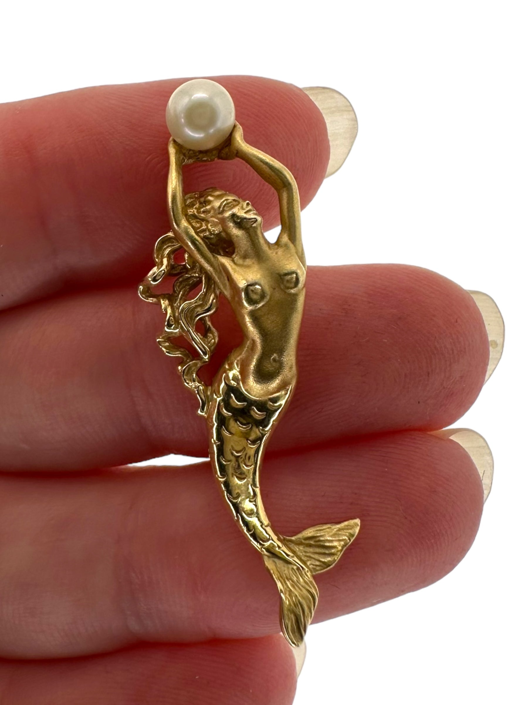 14k Pearl Mermaid Pendant