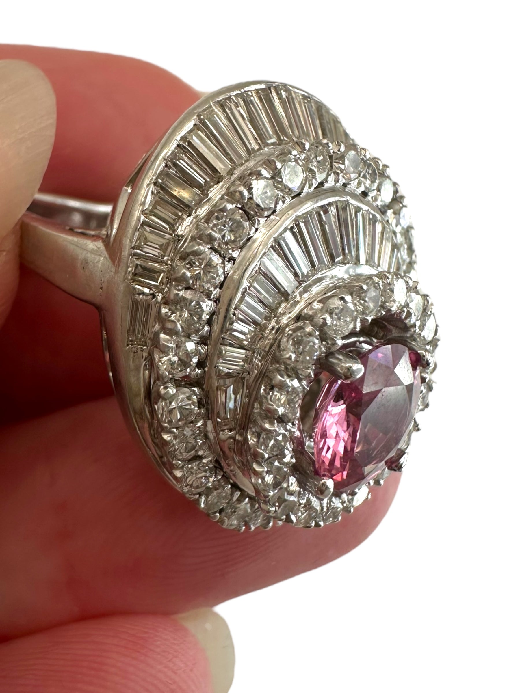 Platinum Sapphire Diamond Cocktail Ring