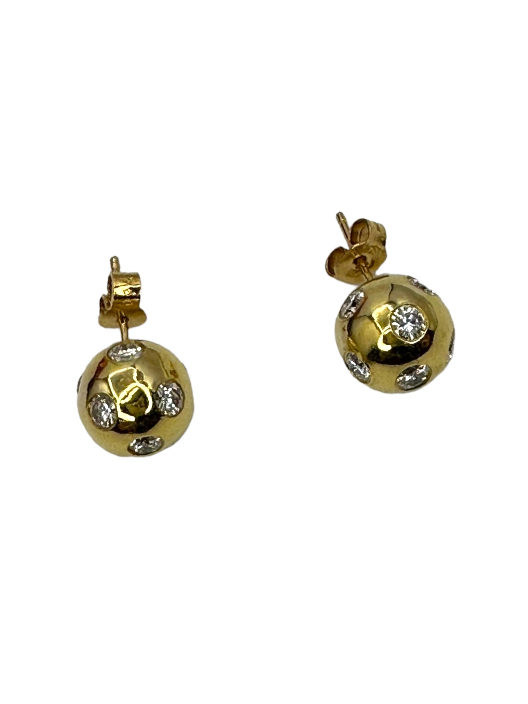 18k Diamond Ball Earrings