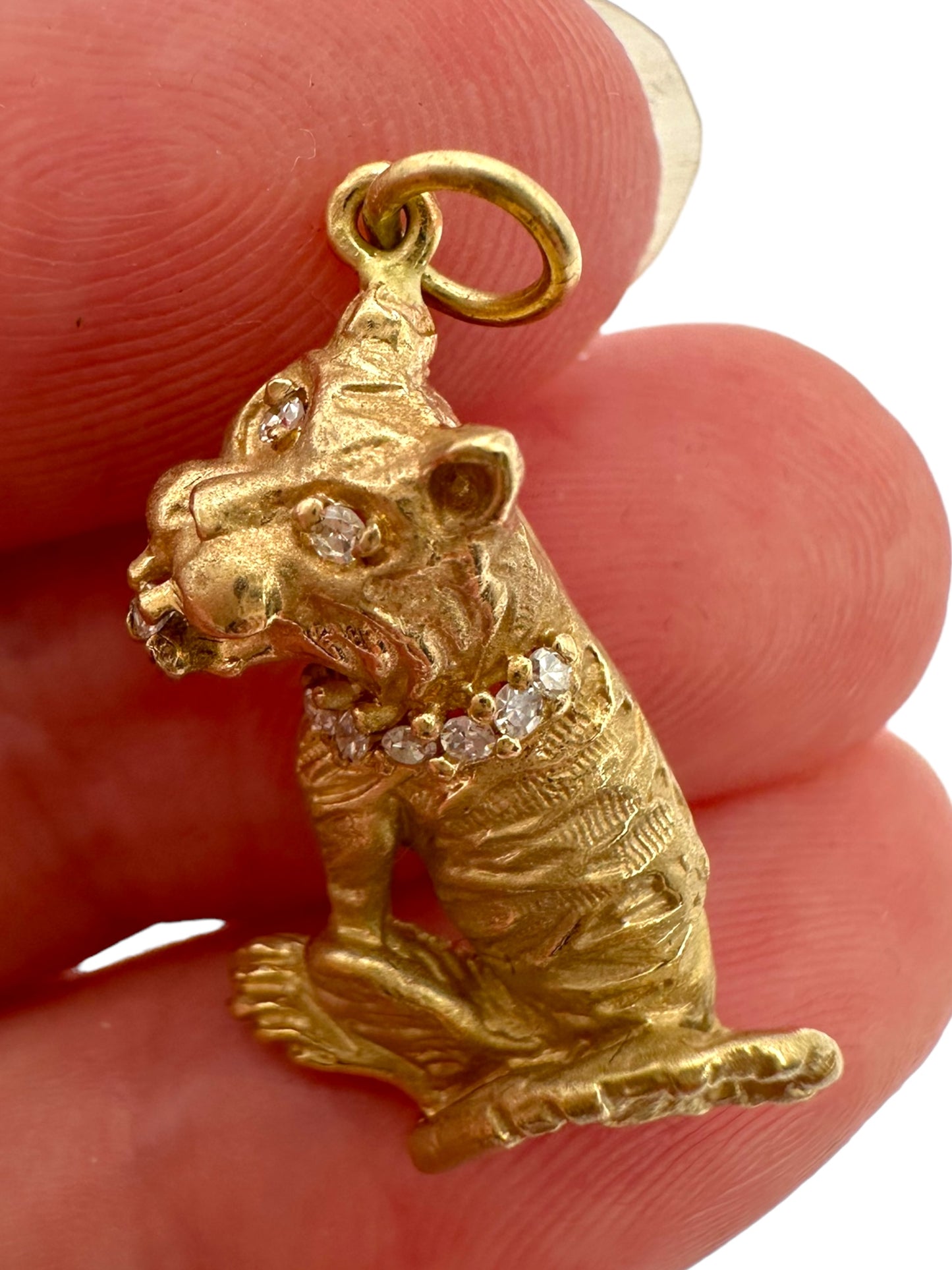 14k Diamond Tiger Charm