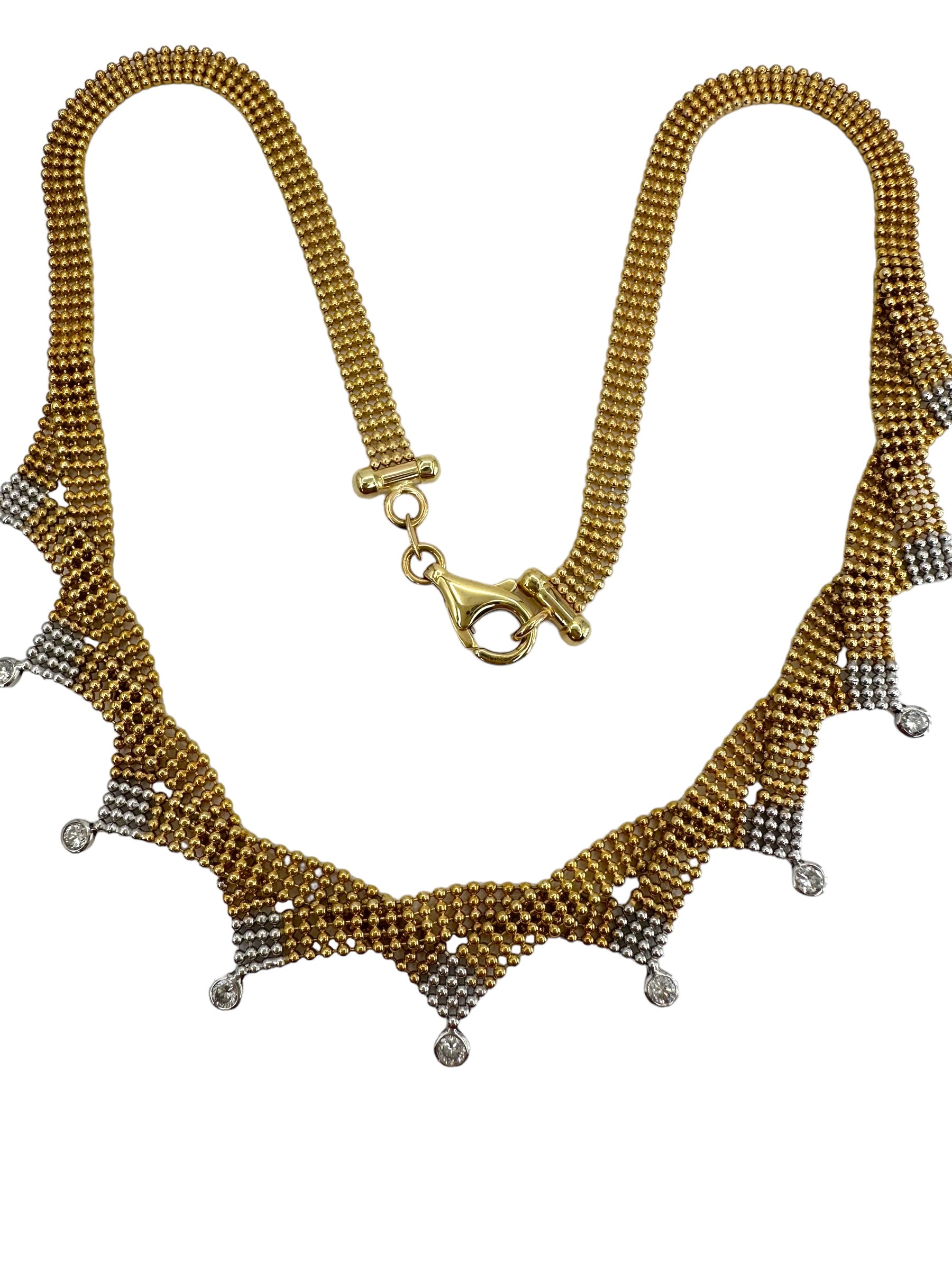 14k Two Tone Diamond Fringe Necklace