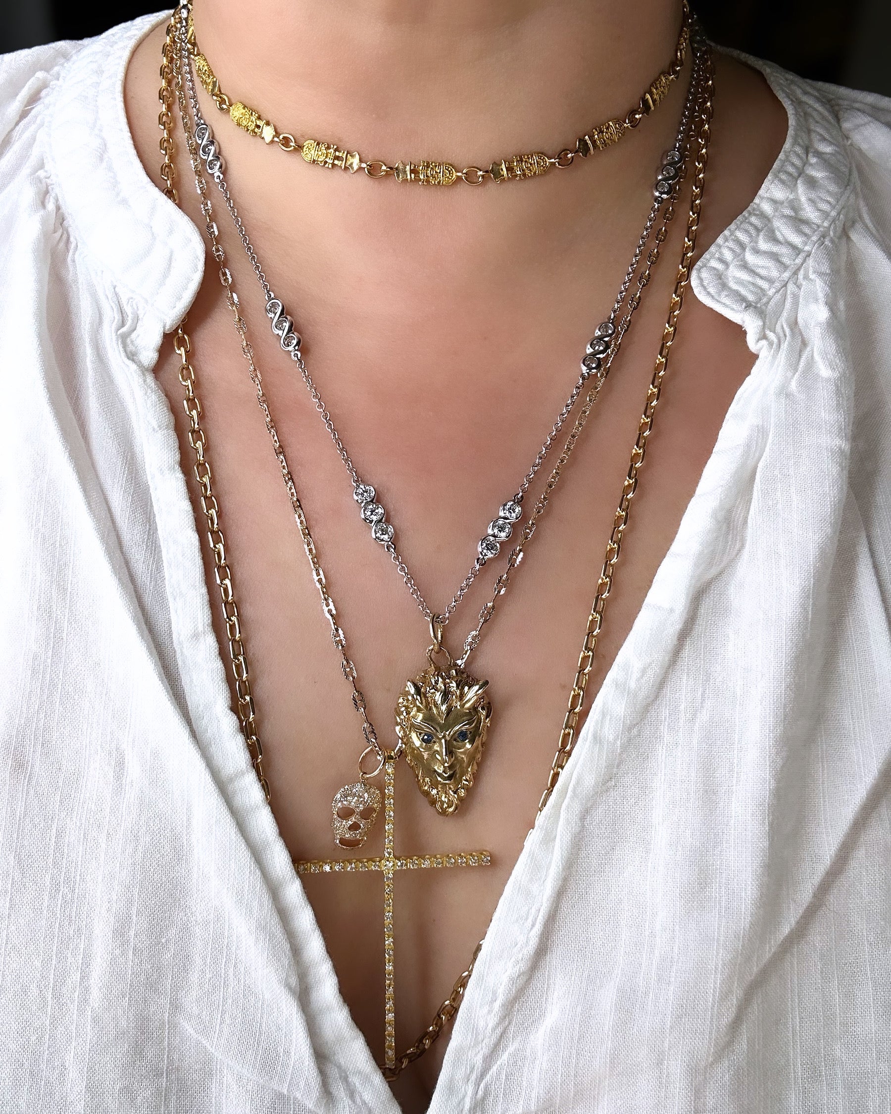 18k Diamond Station Chain Necklace