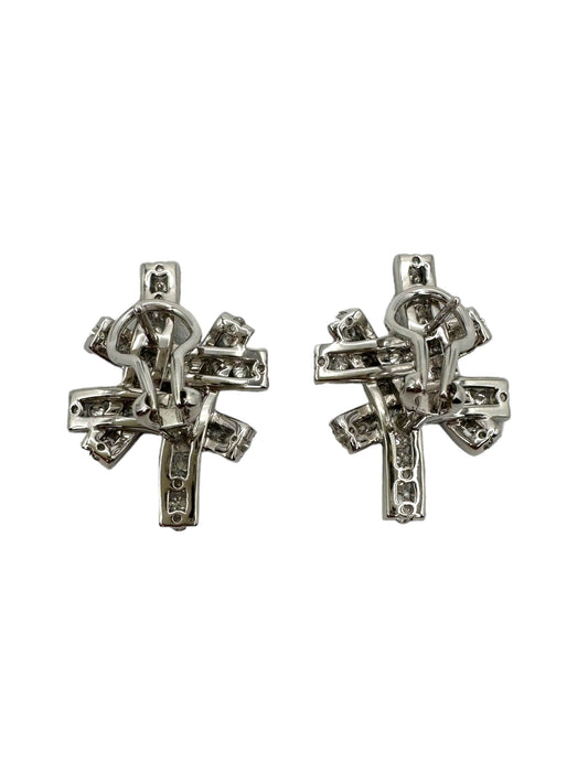 18k Diamond Cross Hatch Earrings