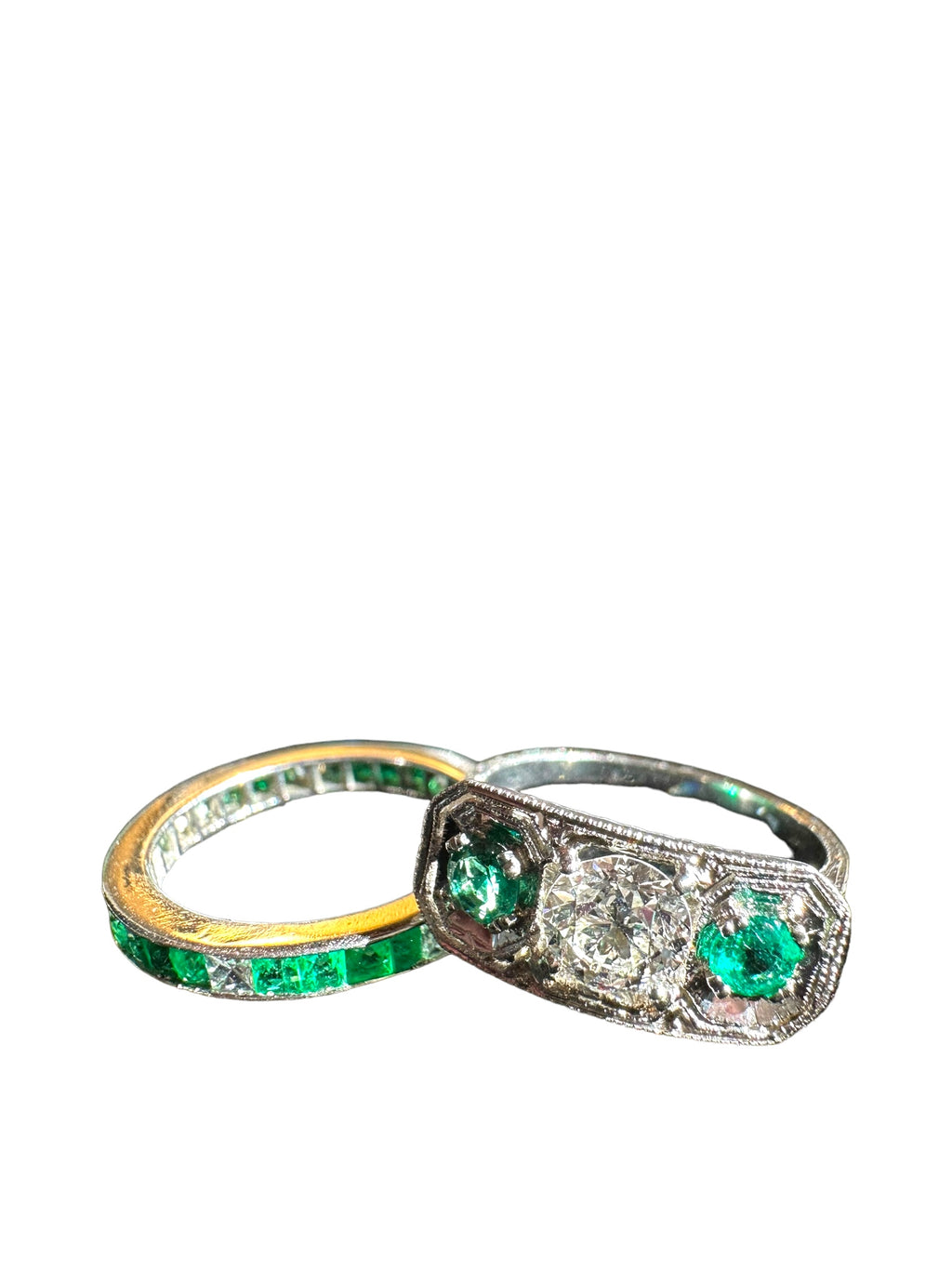 Platinum Emerald Diamond Eternity Ring