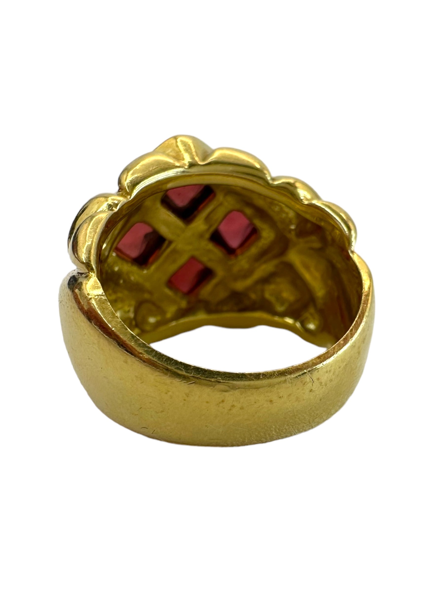 18k Tourmaline Diamond Clover Ring