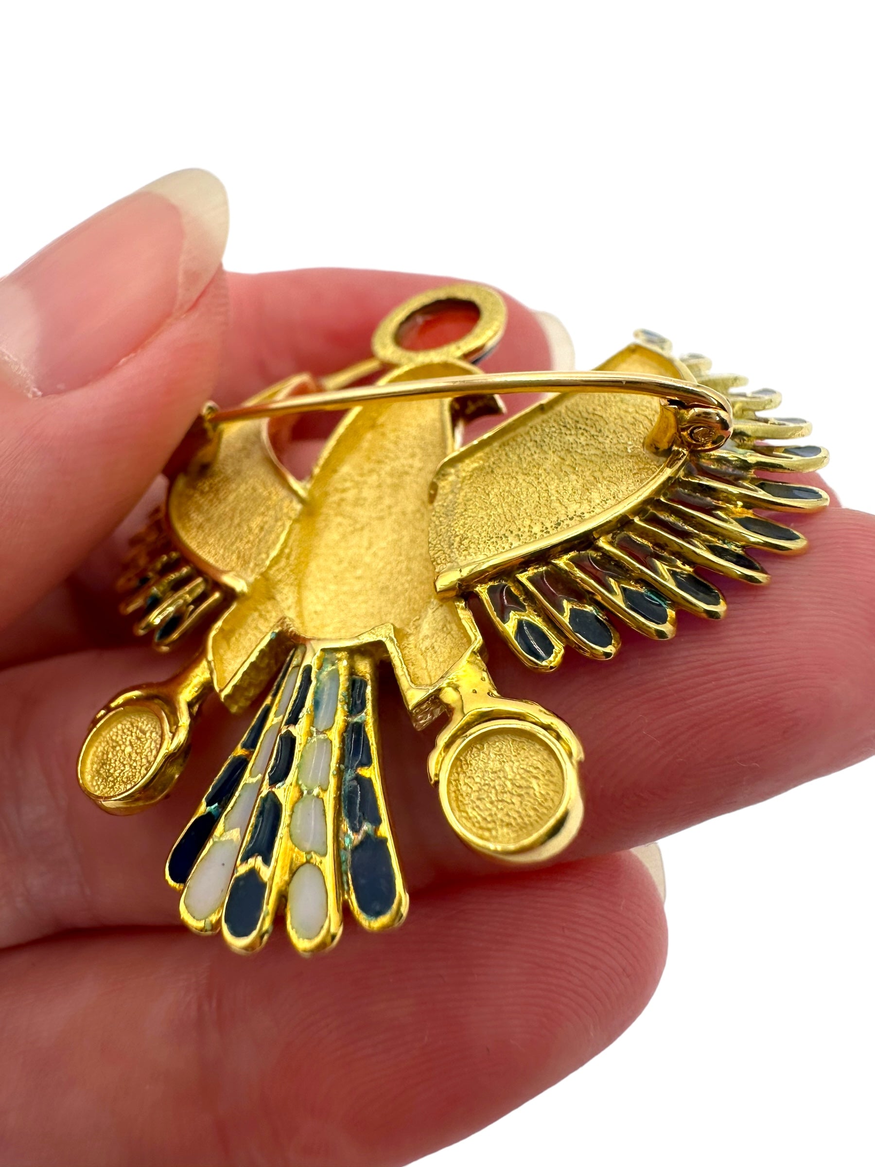 18k Horus Enamel Brooch