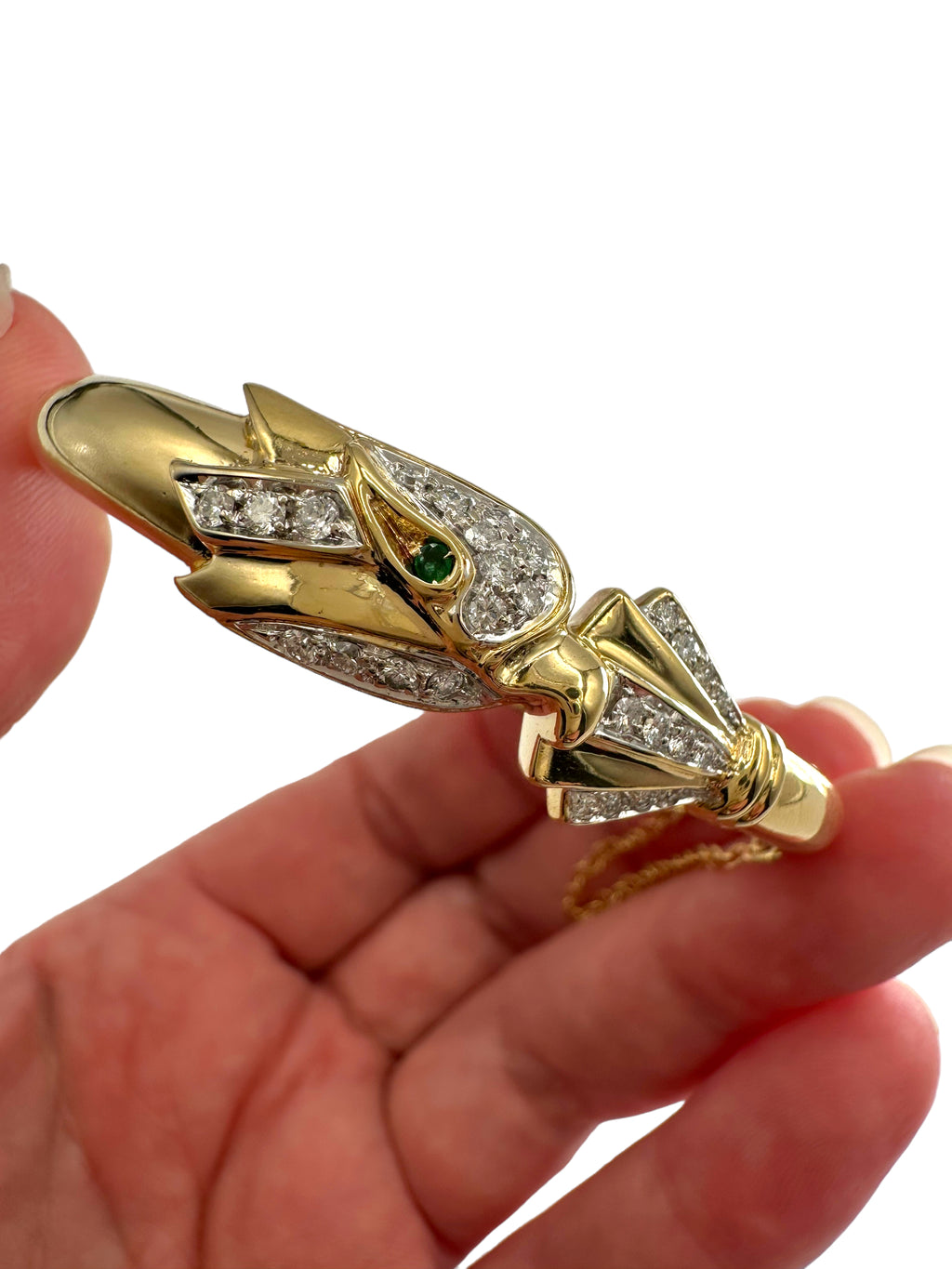 18k Phoenix Bird Diamond Bangle Bracelet