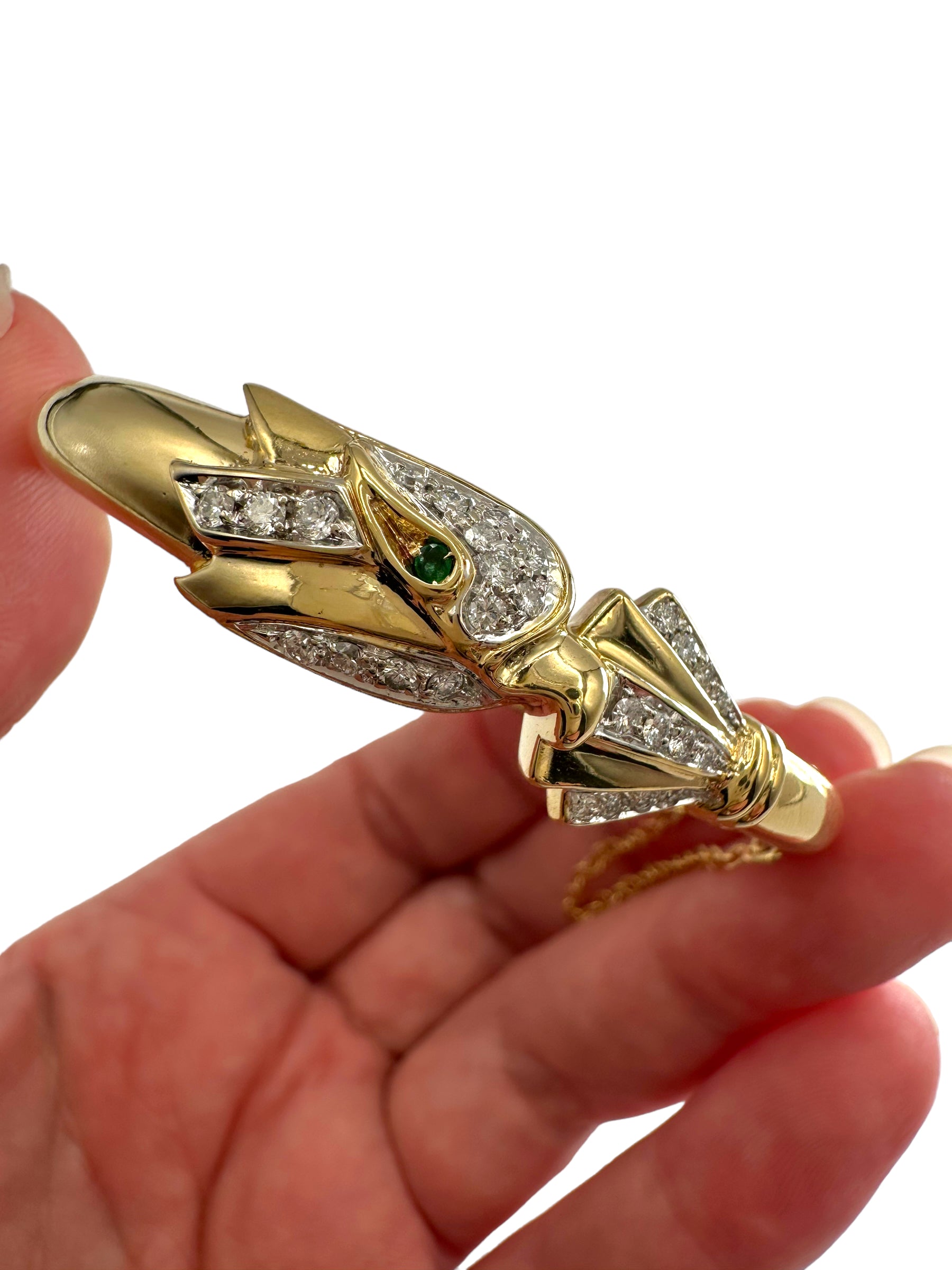 18k Phoenix Bird Diamond Bangle Bracelet