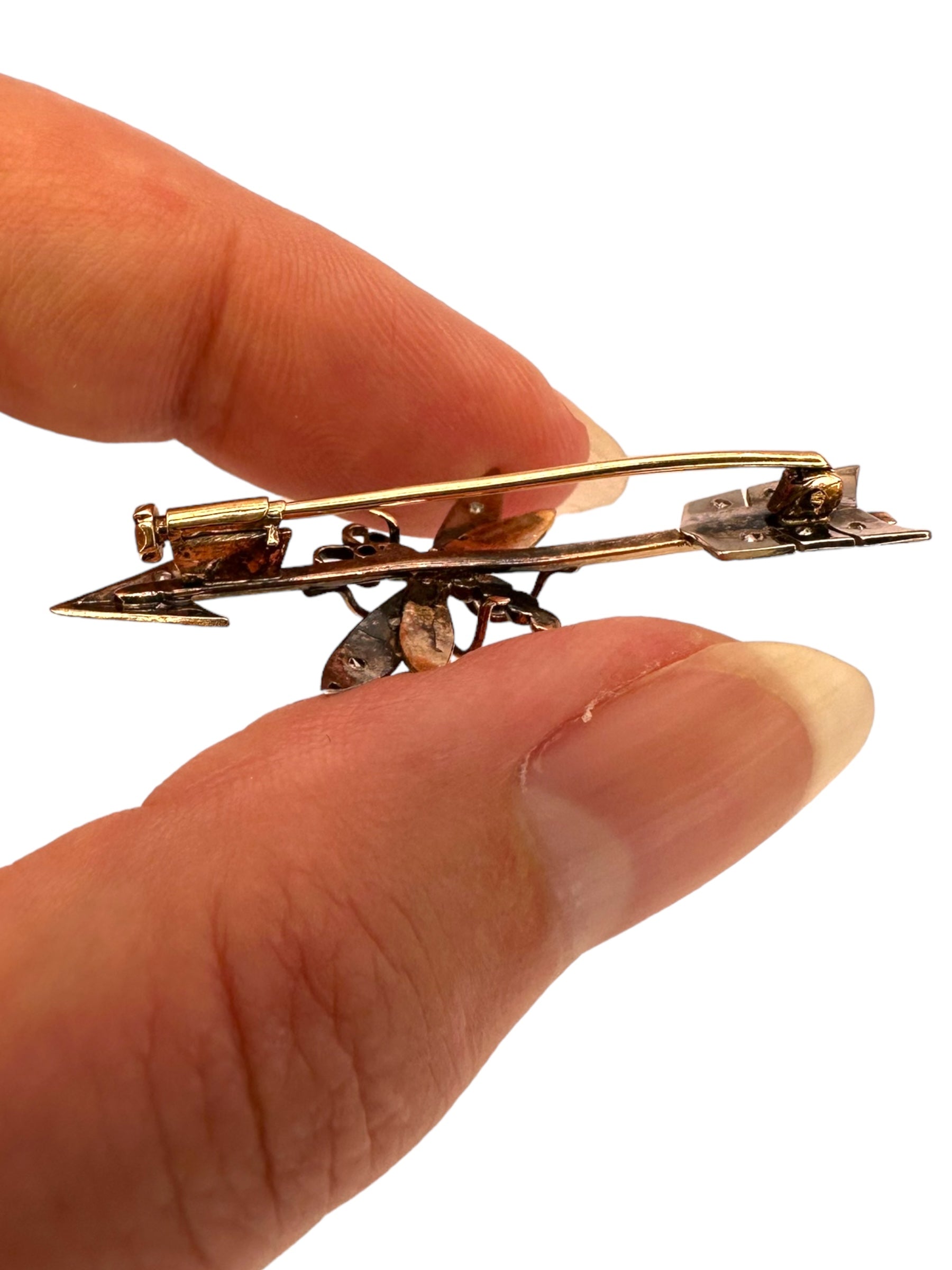 14k Diamond Arrow Dragonfly Pin