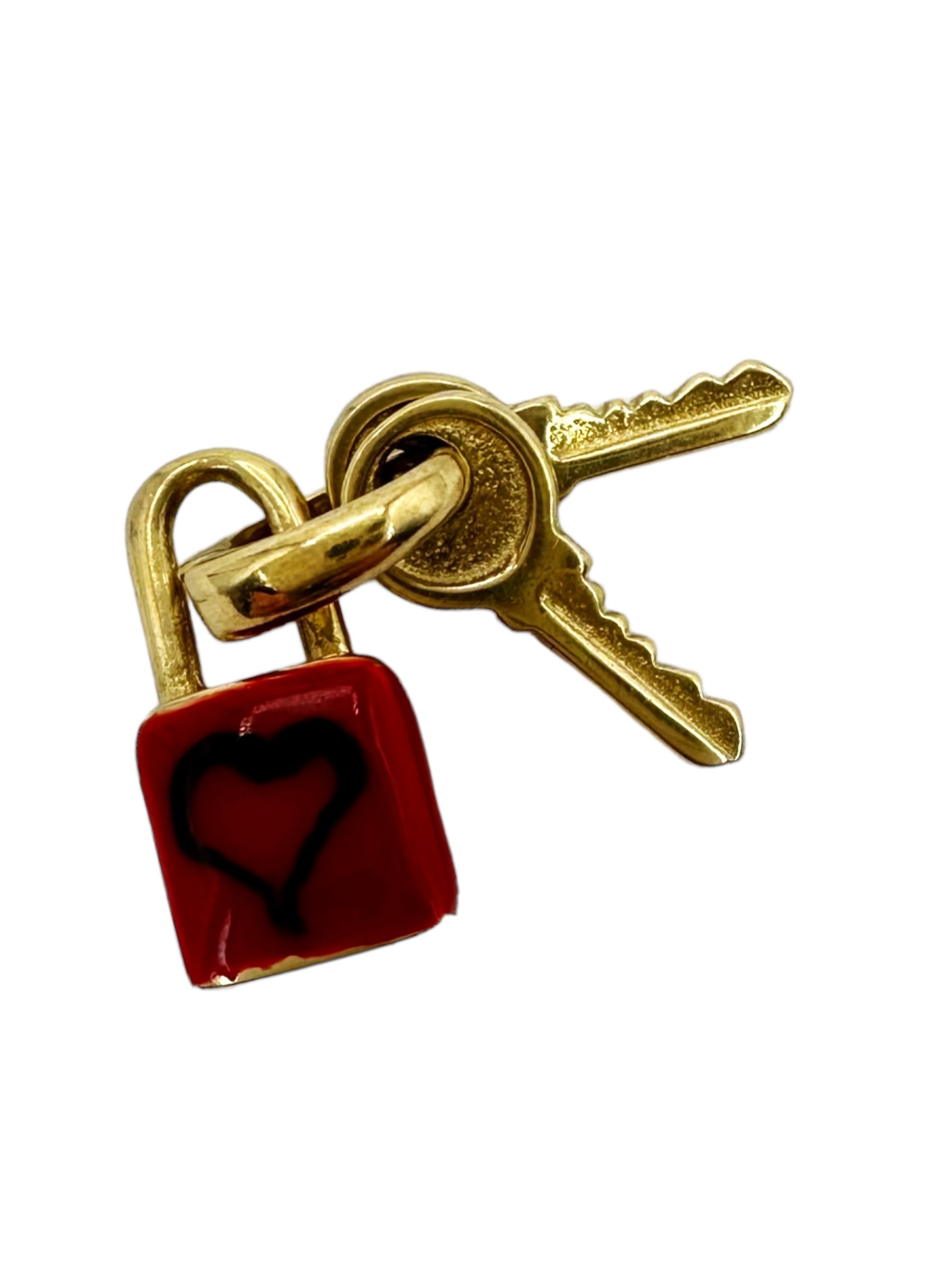 14k Enamel Heart Padlock Charm