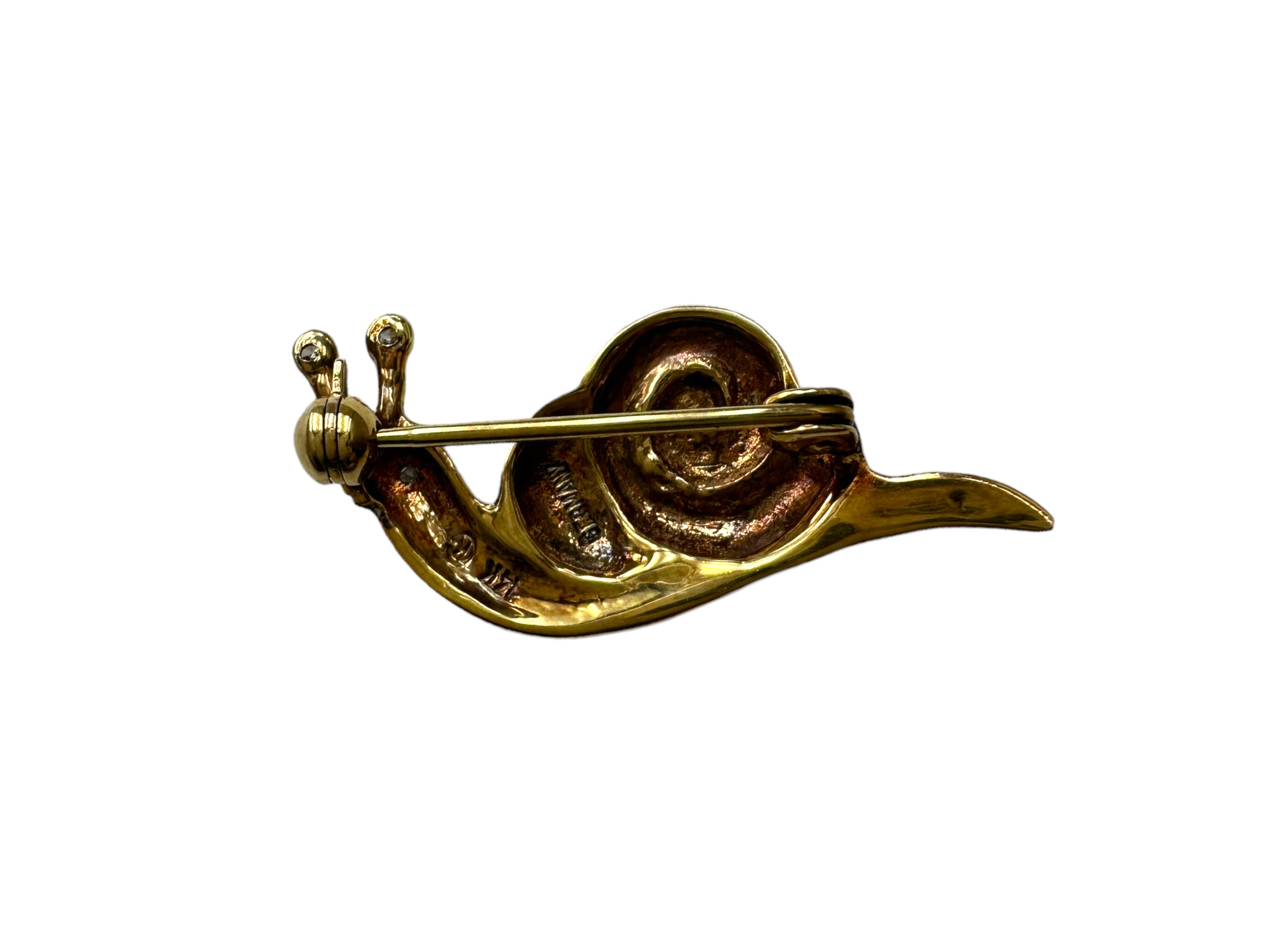 14k Diamond Snail Pin