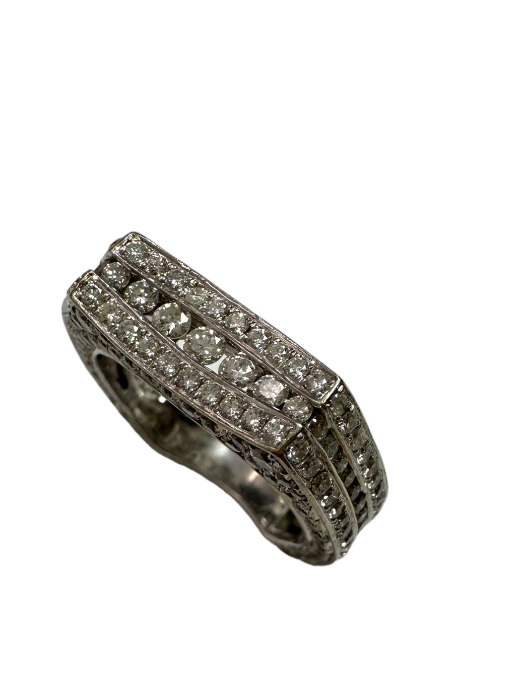 14k White Gold Geometric Diamond Ring