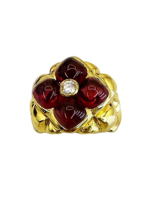 18k Tourmaline Diamond Clover Ring
