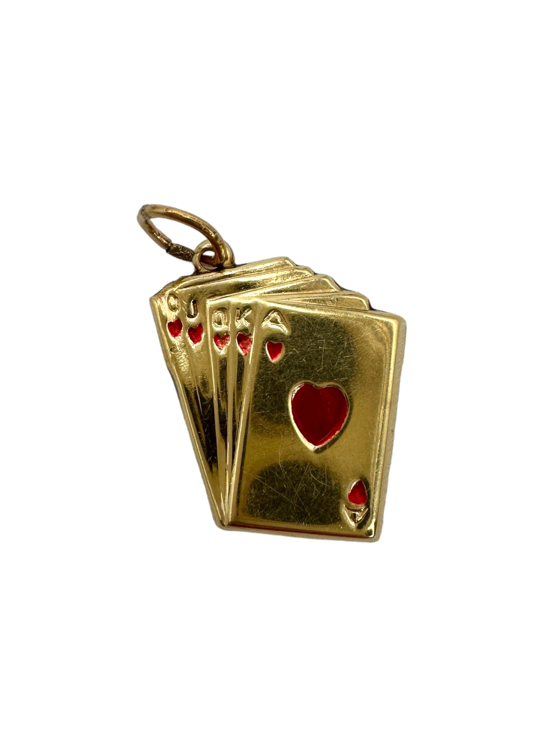 14k Enamel Card Charm