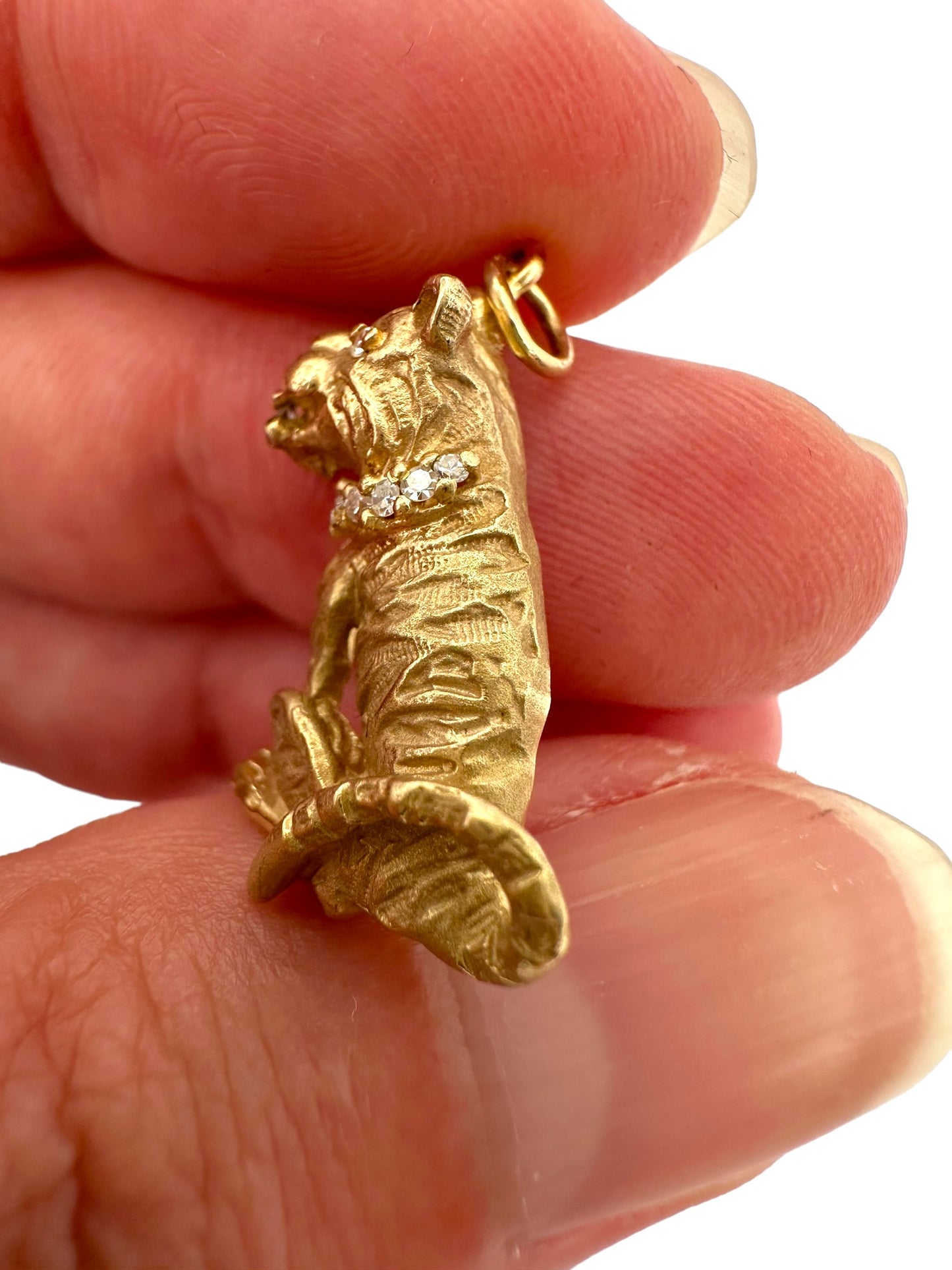 14k Diamond Tiger Charm