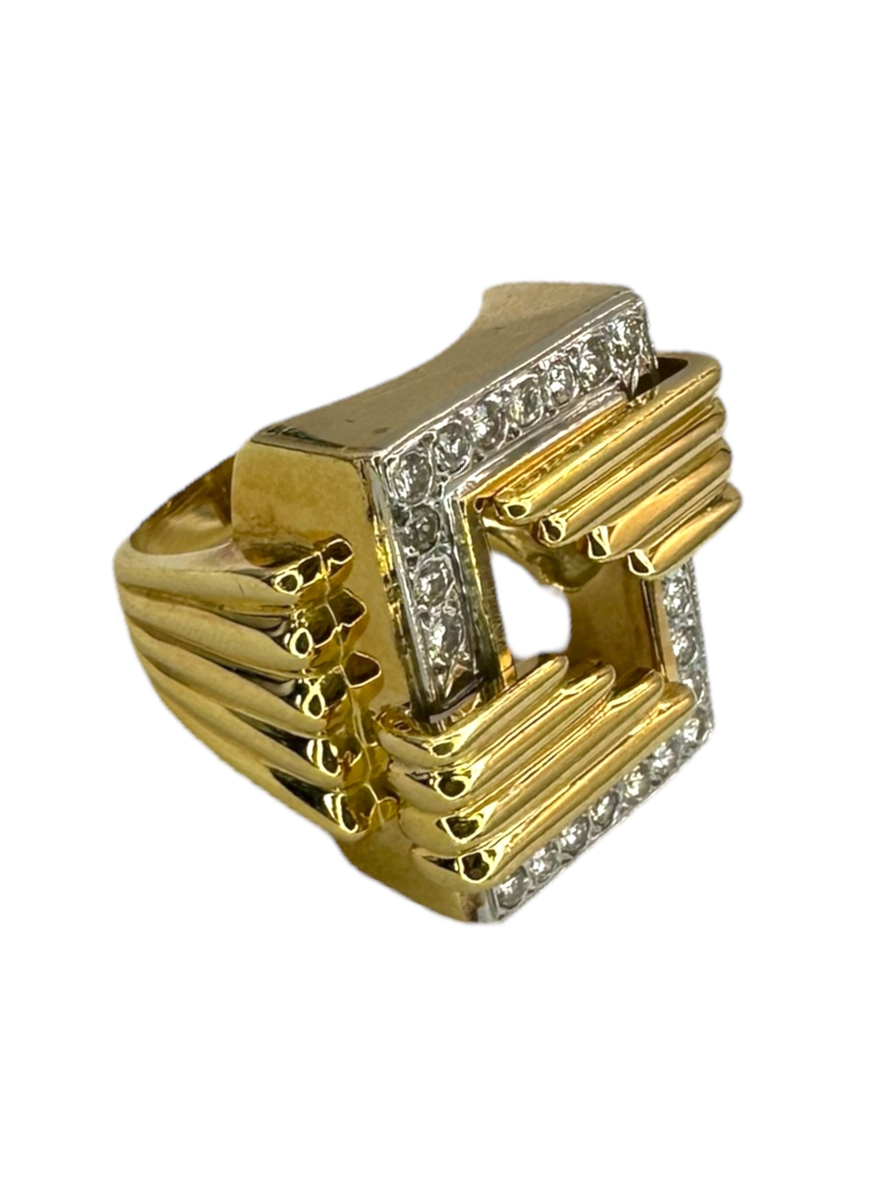18k Geometric Diamond Ring