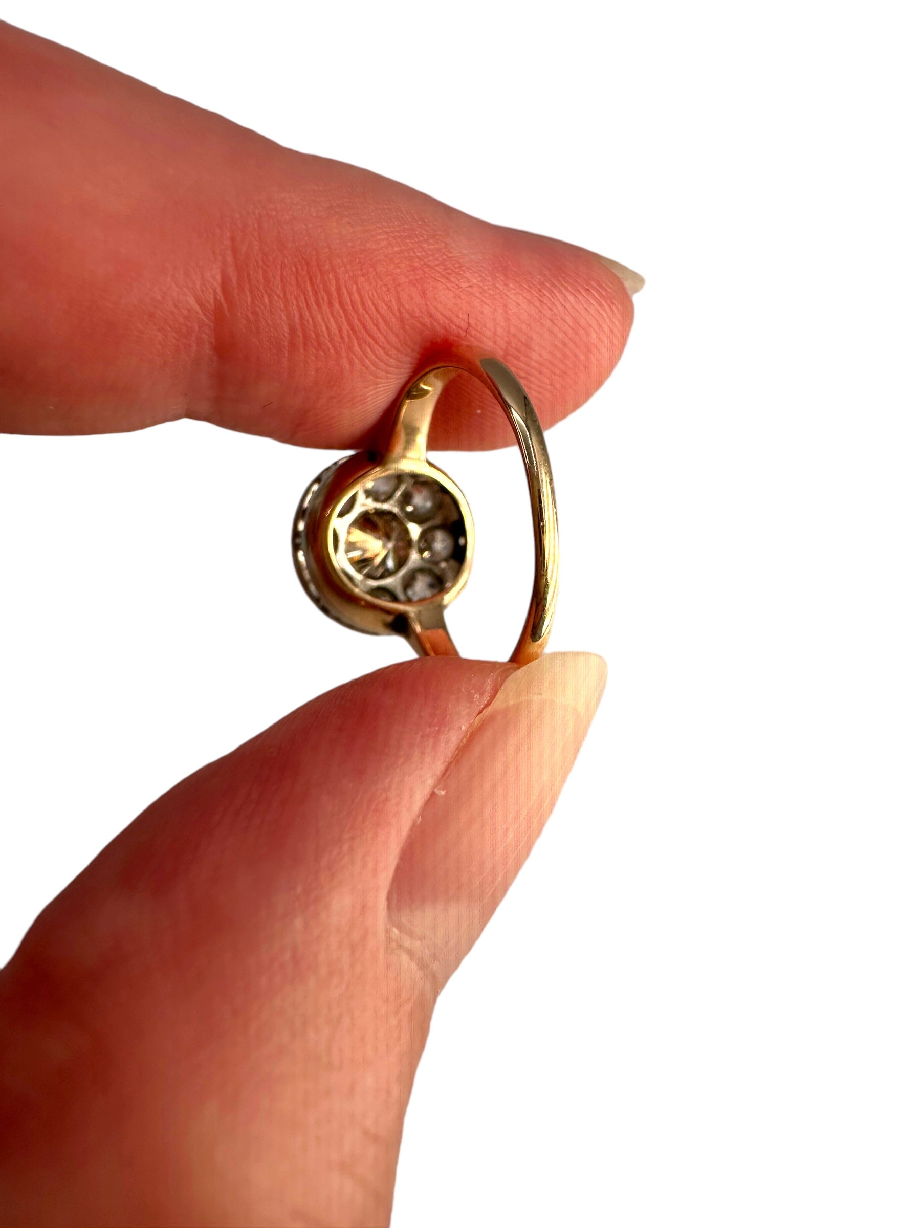 14k/ Platinum Old Euro Diamond Ring