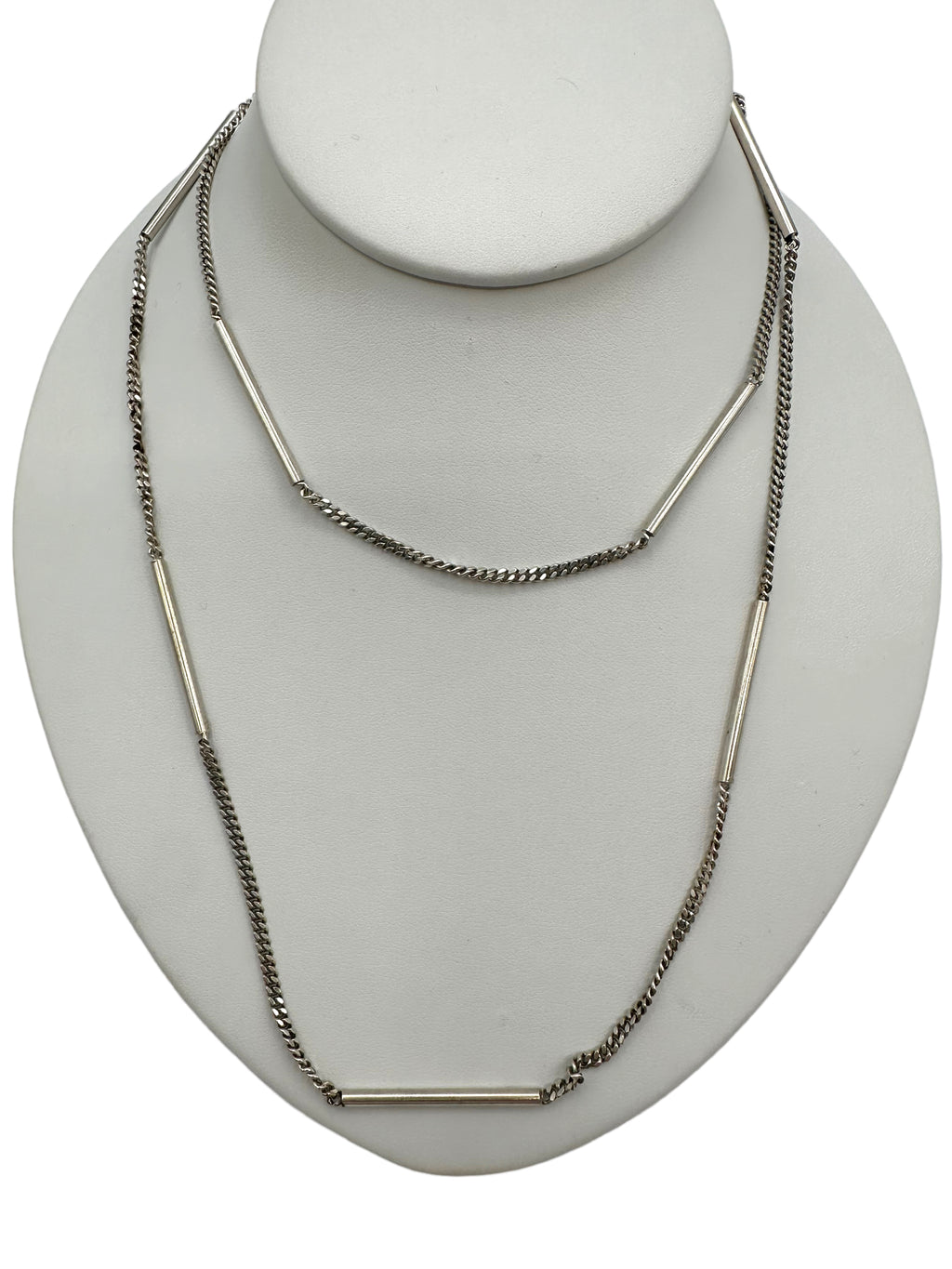Sterling Silver Bar Curb Link Necklace