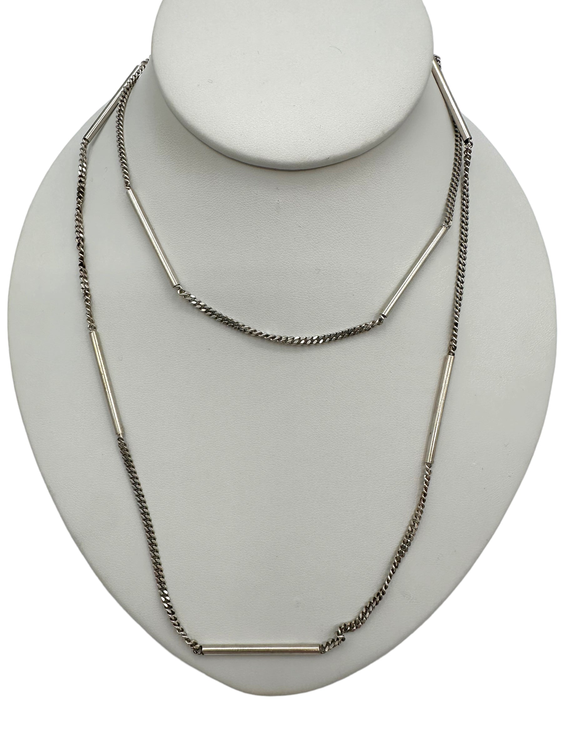 Sterling Silver Bar Curb Link Necklace