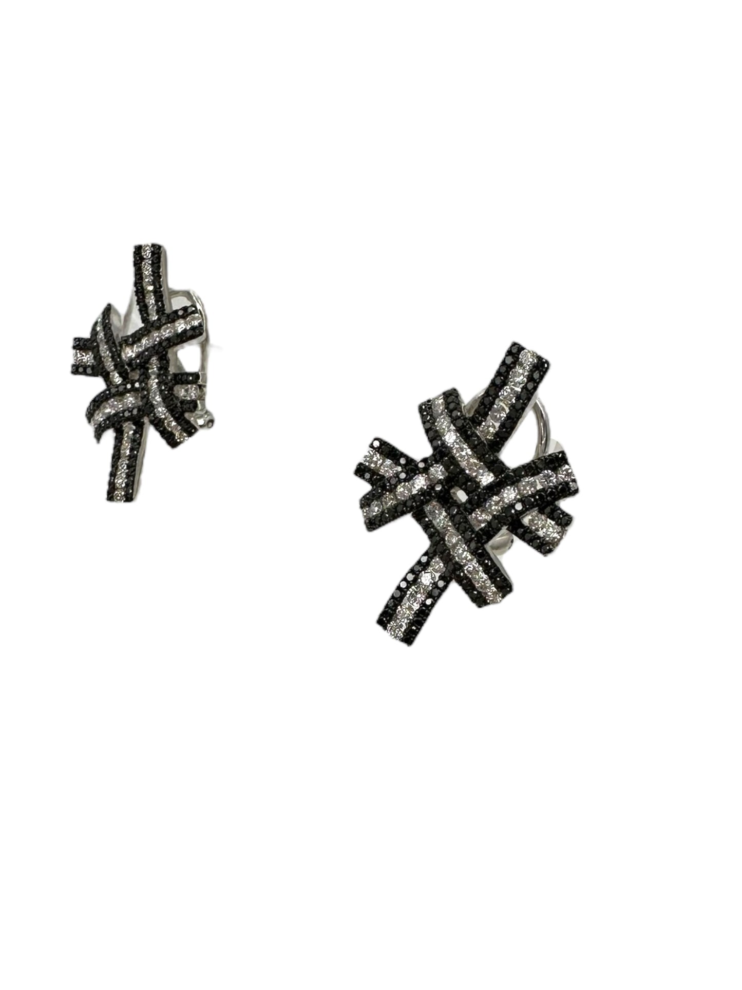 18k Diamond Cross Hatch Earrings