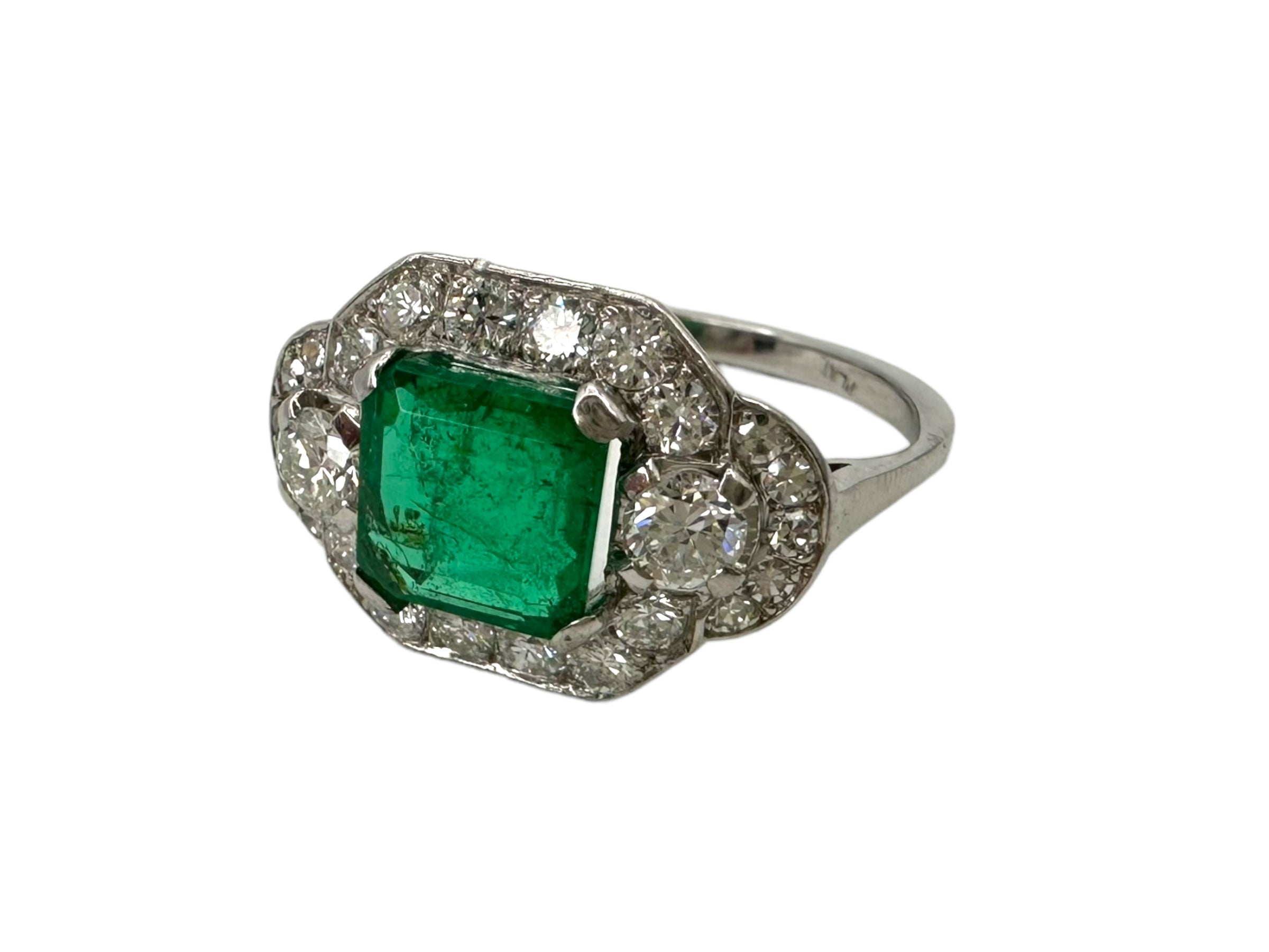 Platinum Emerald Diamond Cocktail Ring