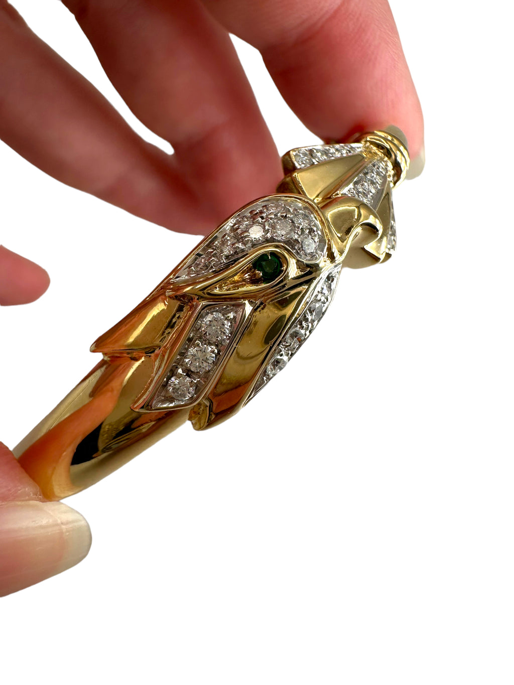 18k Phoenix Bird Diamond Bangle Bracelet