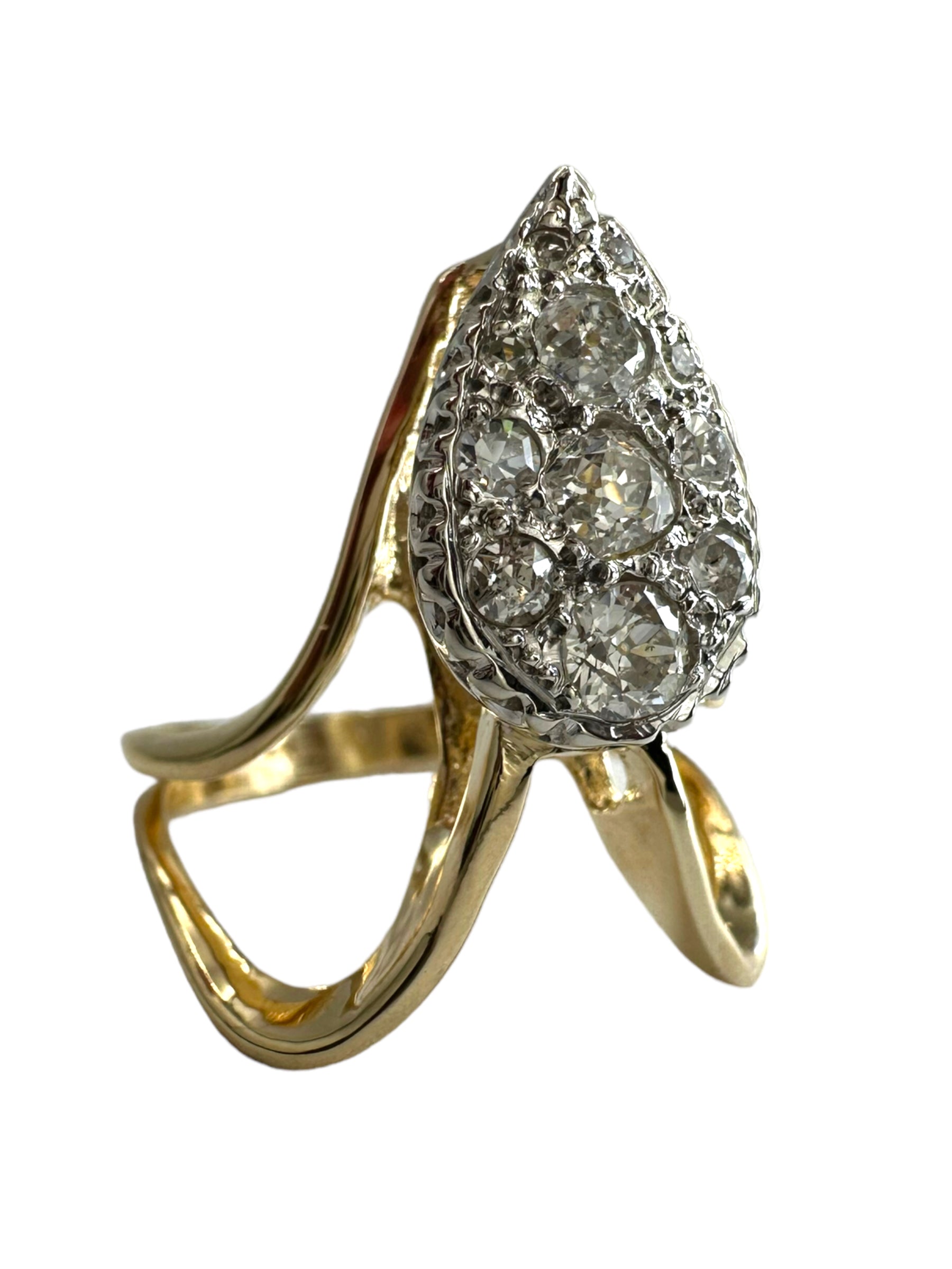 14k Old Euro Cut Diamond Ring