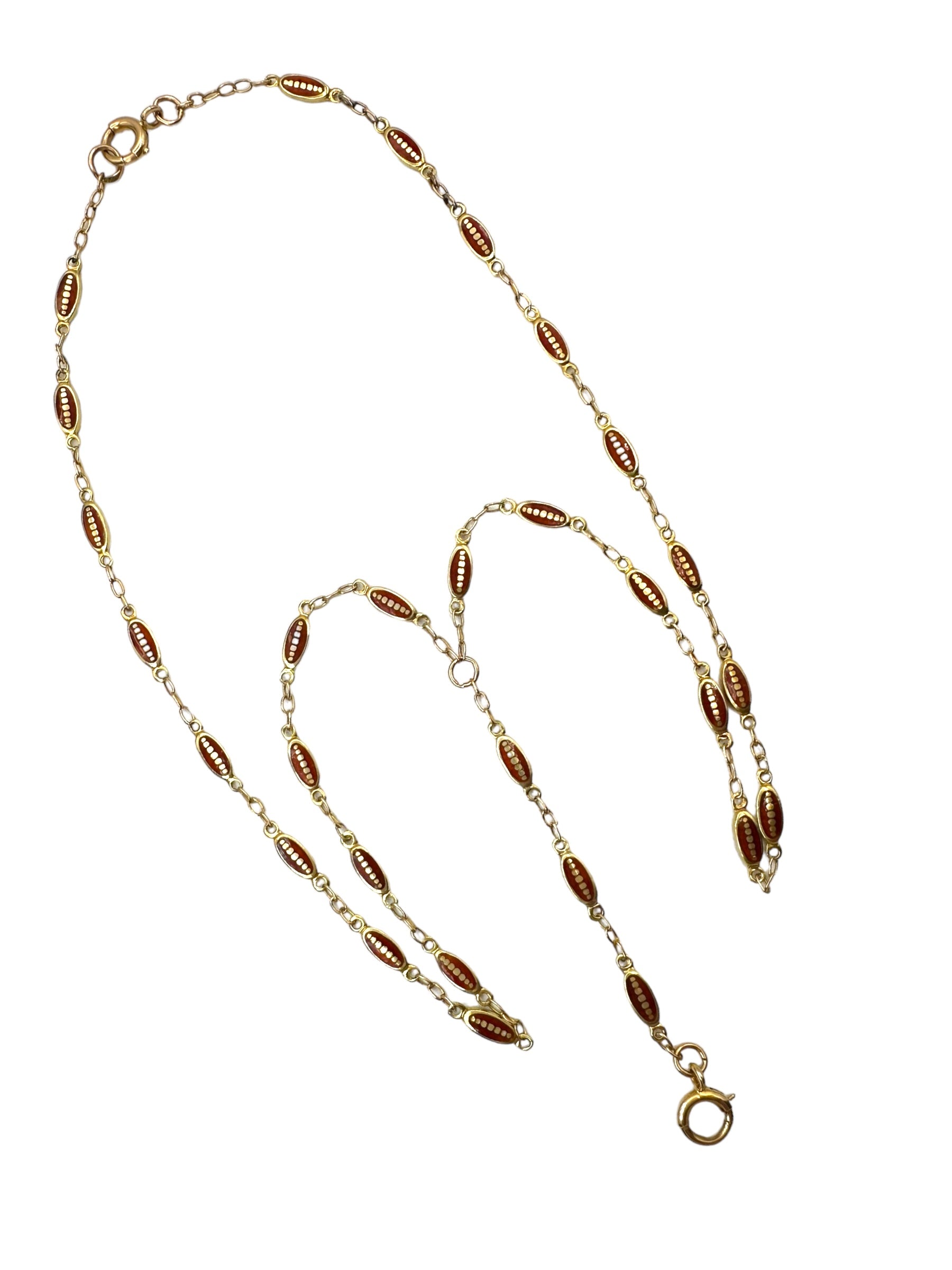 14k Red Enamel Dots Watch Chain