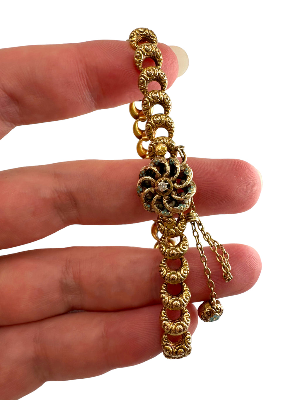 14k Krementz Victorian Enamel Bracelet