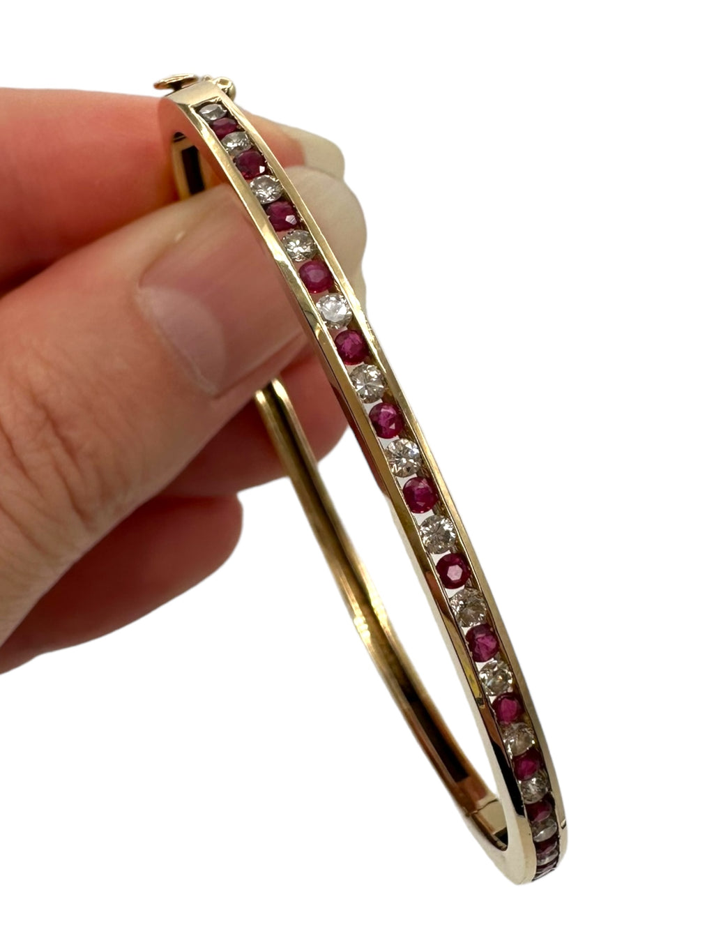 14k Ruby Diamond Bangle Bracelet