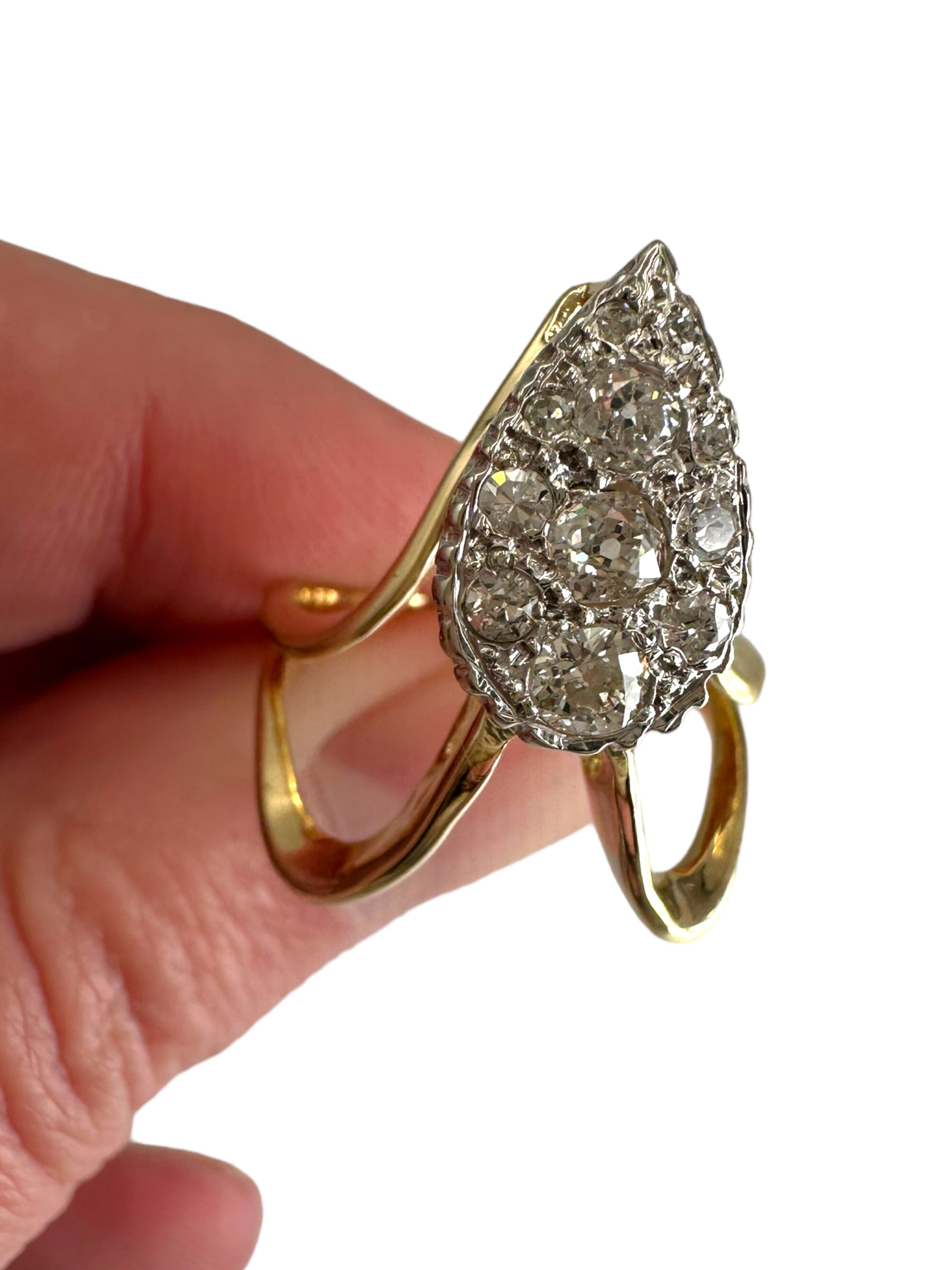 14k Old Euro Cut Diamond Ring