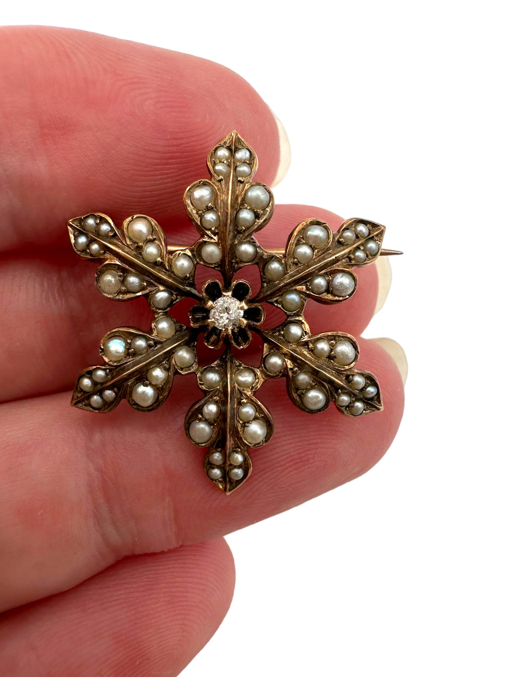 14k Victorian Pearl Diamond Pin/ Pendant