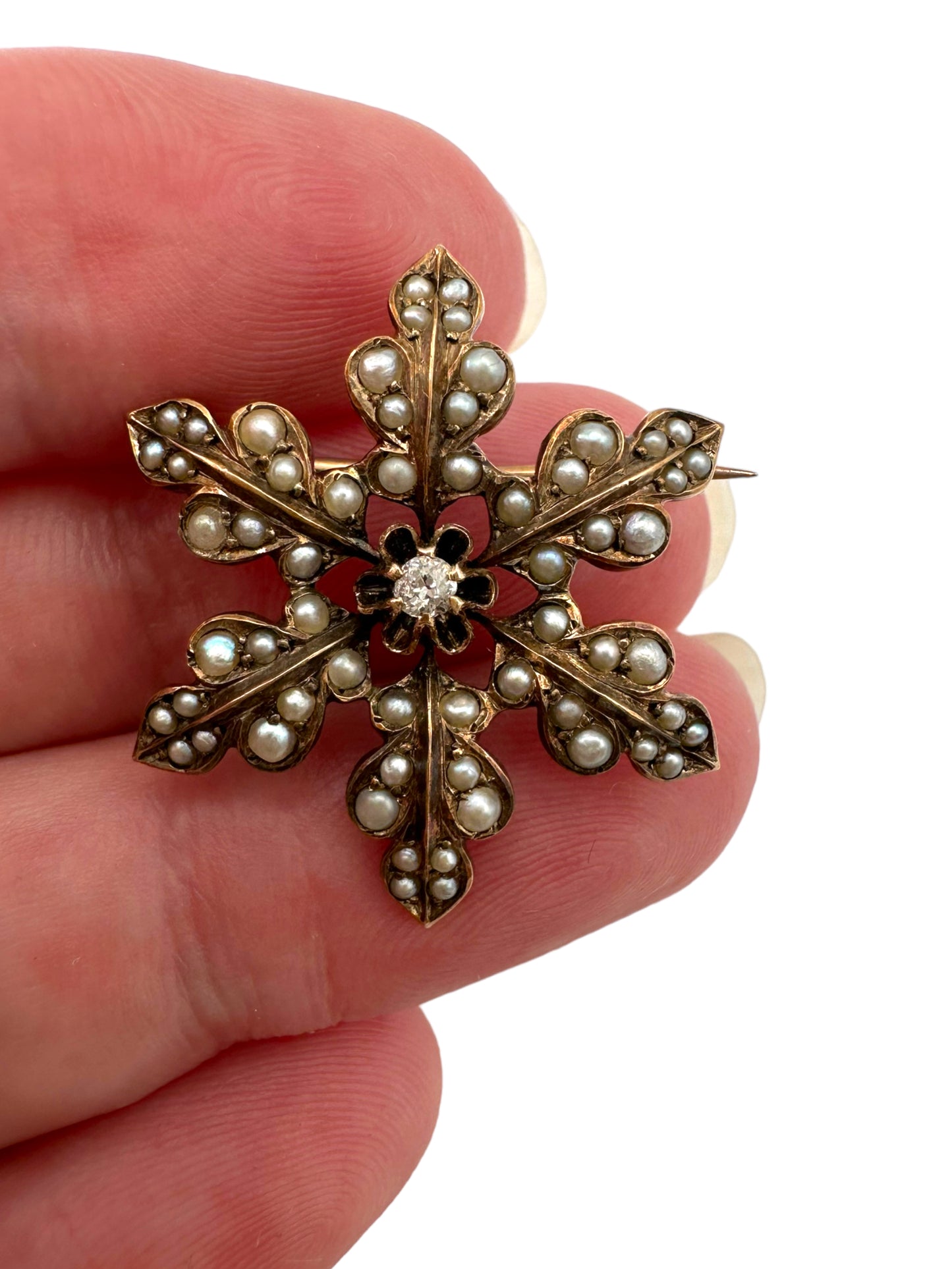 14k Victorian Pearl Diamond Pin/ Pendant