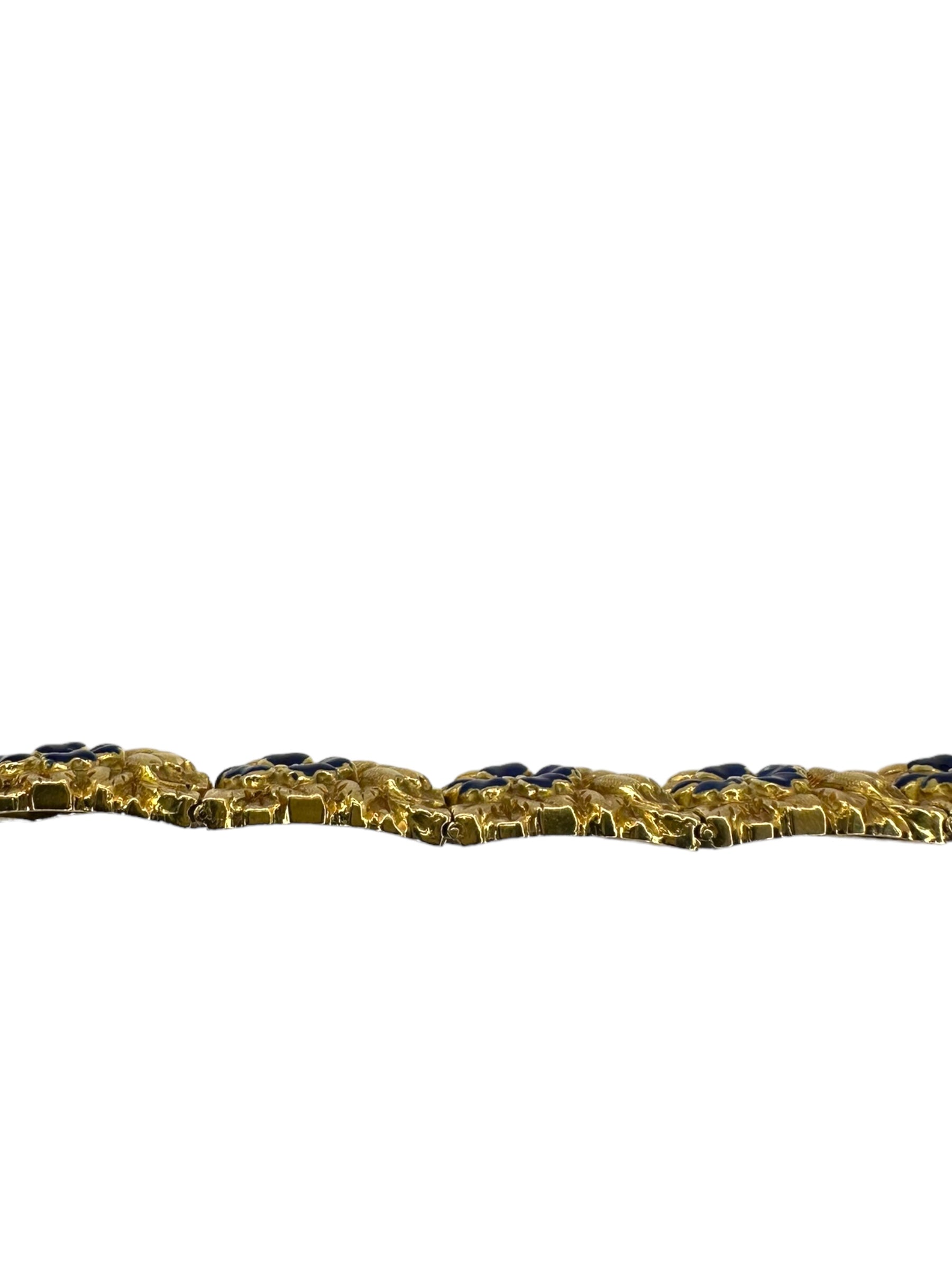 18k Large Art Nouveau Enamel Floral Bracelet