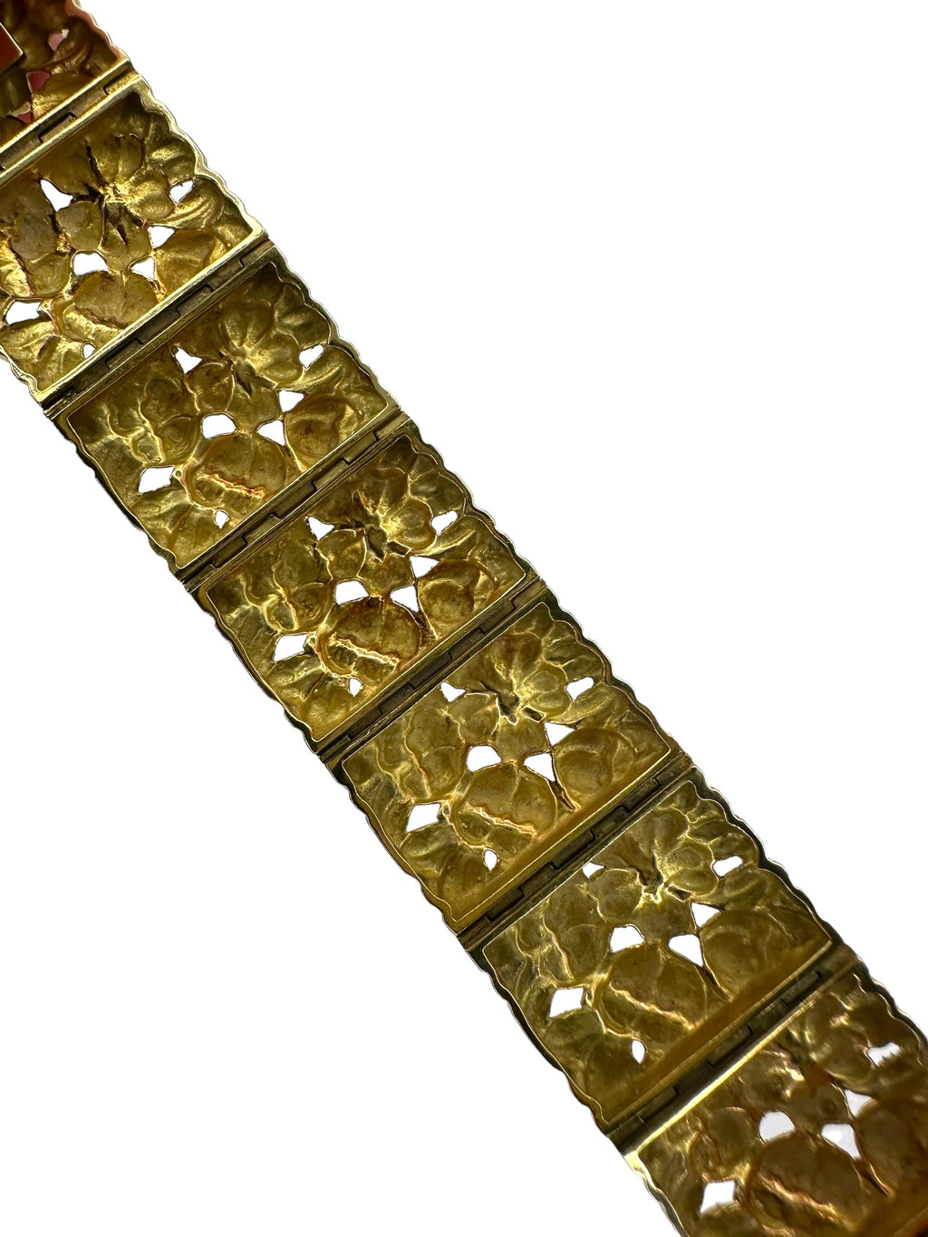18k Large Art Nouveau Enamel Floral Bracelet