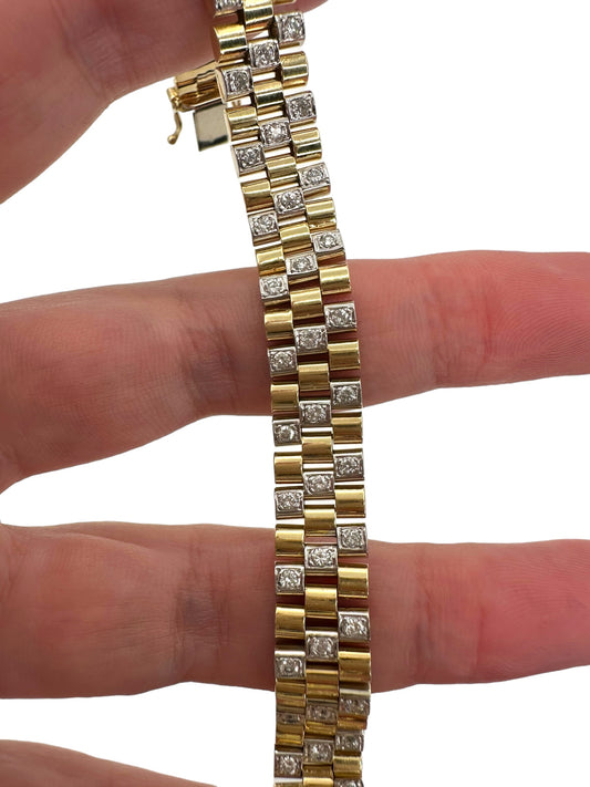 14k Watch Band Style Diamond Bracelet