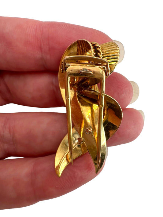 18k Retro Fur Clip Brooch