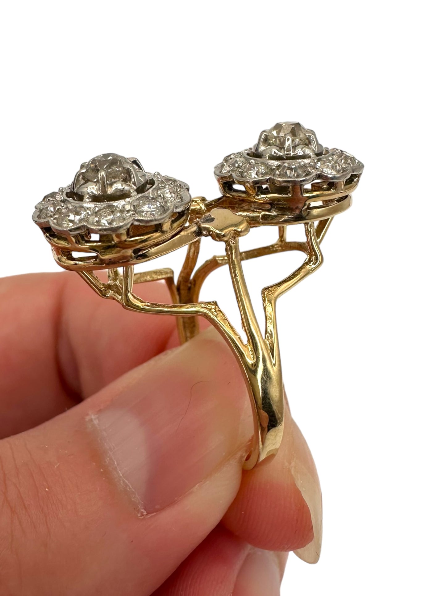 14k Platinum Old Cut Diamond Ring
